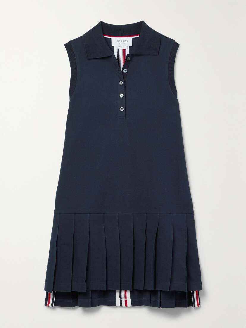 Thom Browne Pleated Cotton-piqué Mini Dress