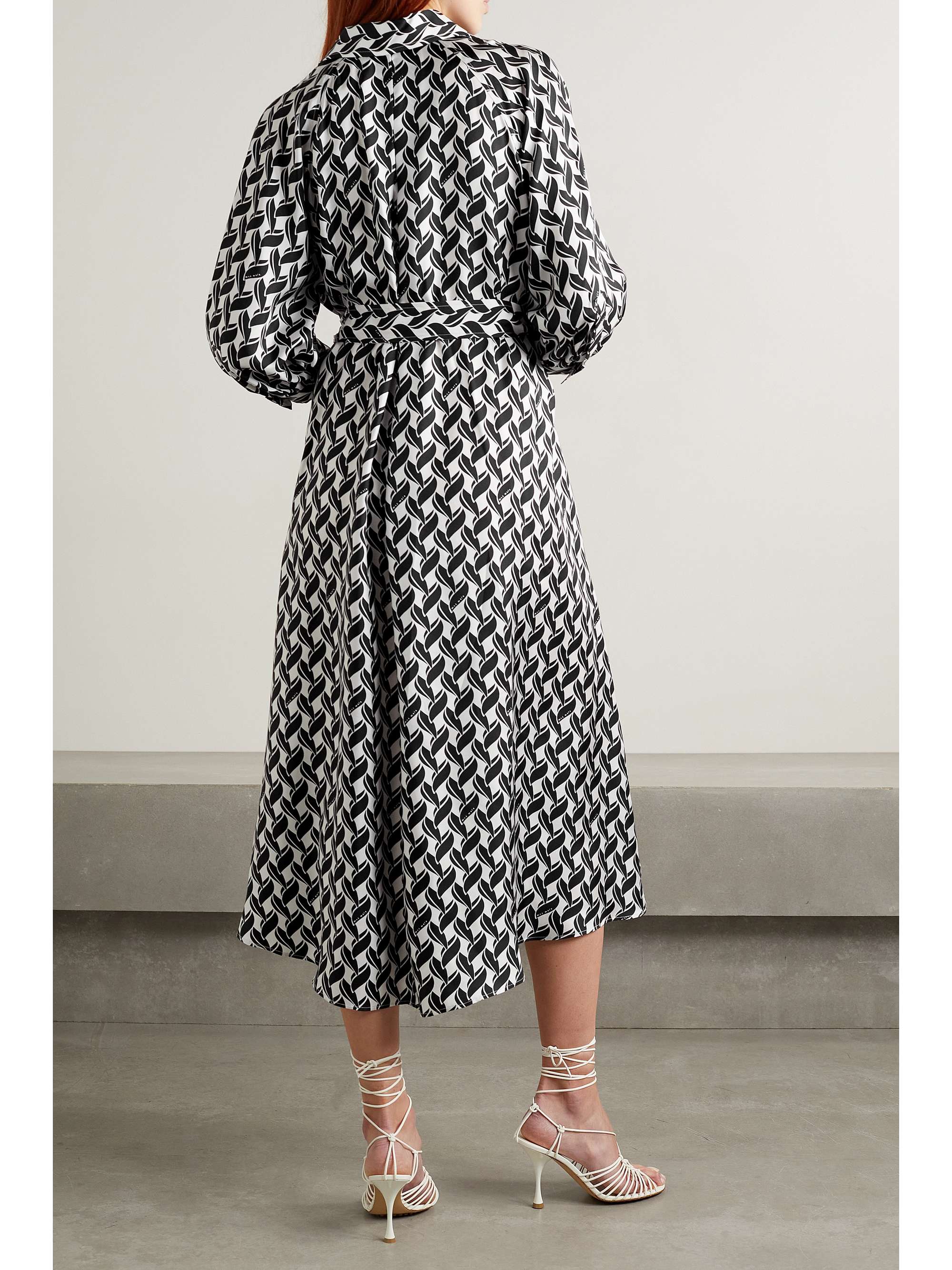 MAX MARA Orario belted printed silk-twill shirt dress