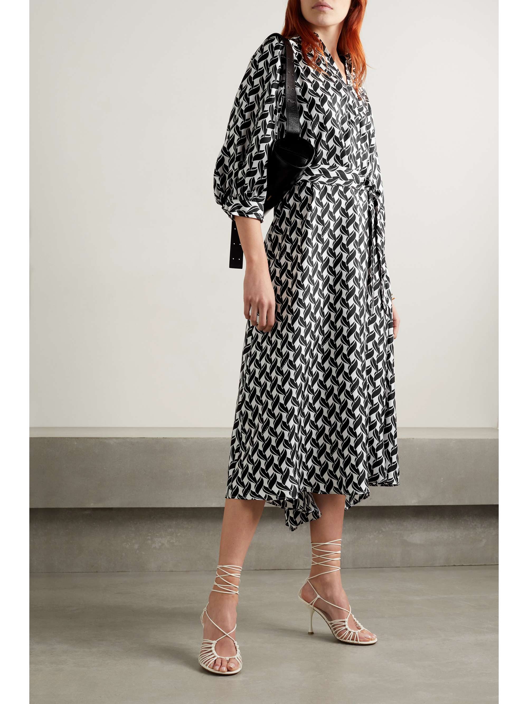 MAX MARA Orario belted printed silk-twill shirt dress