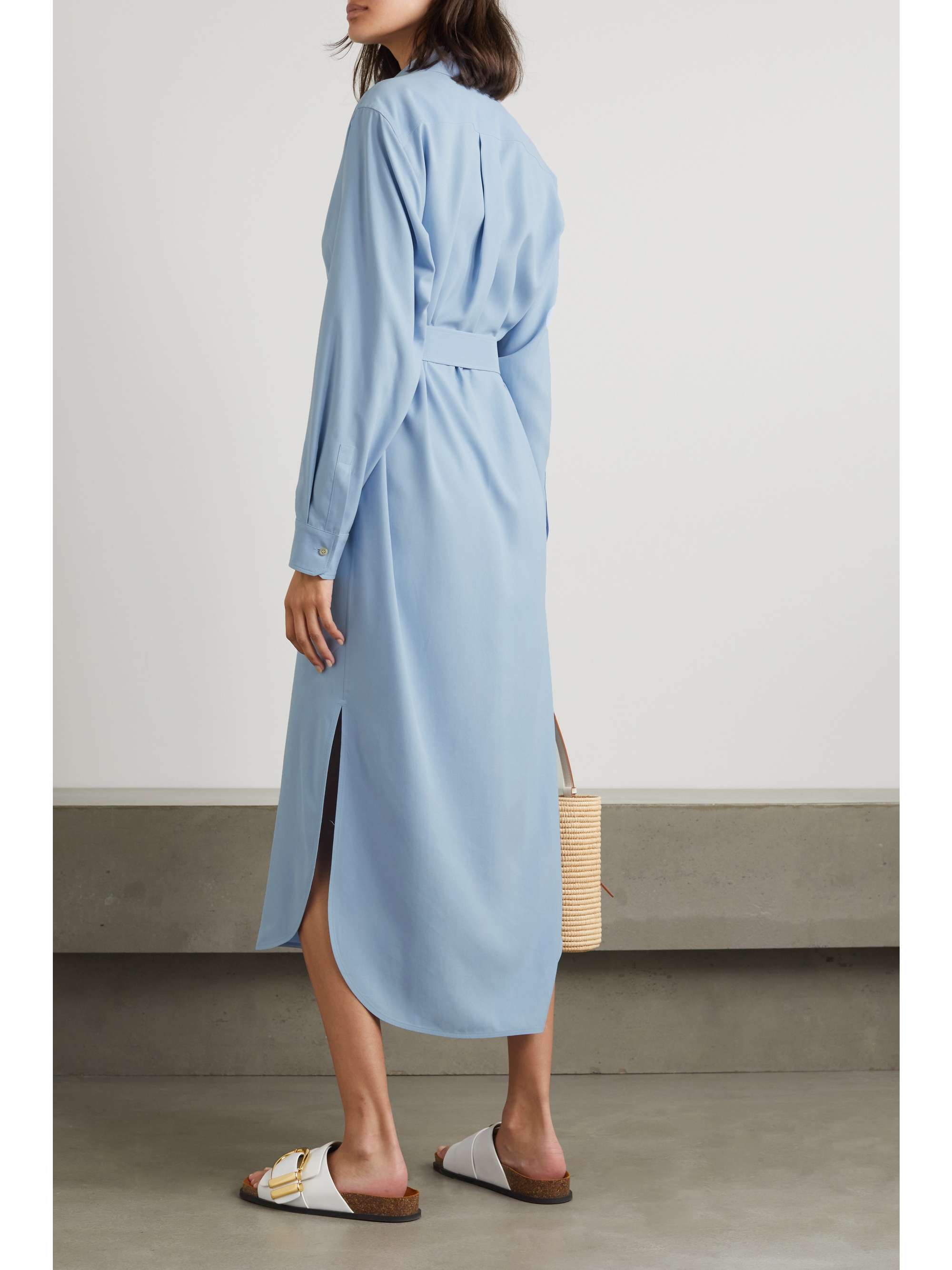 MAX MARA Volante belted silk shirt dress