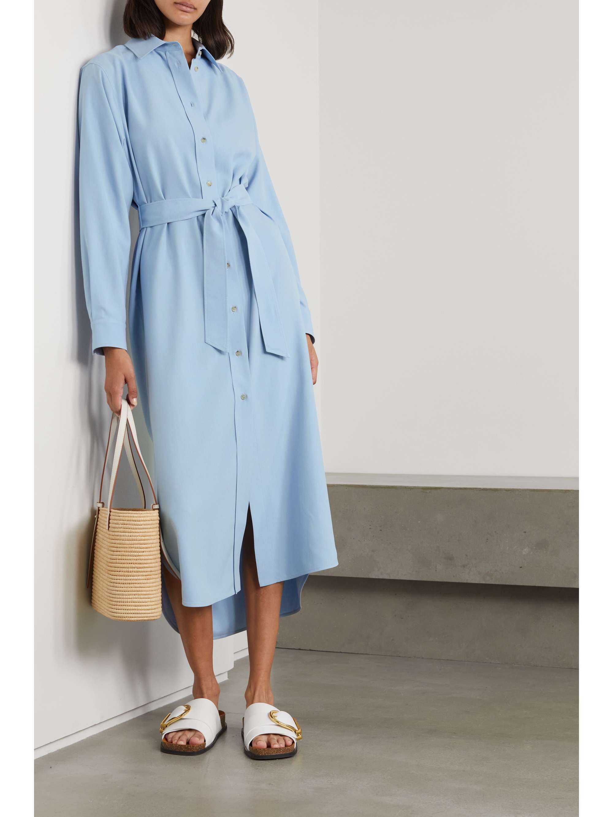 MAX MARA Volante belted silk shirt dress