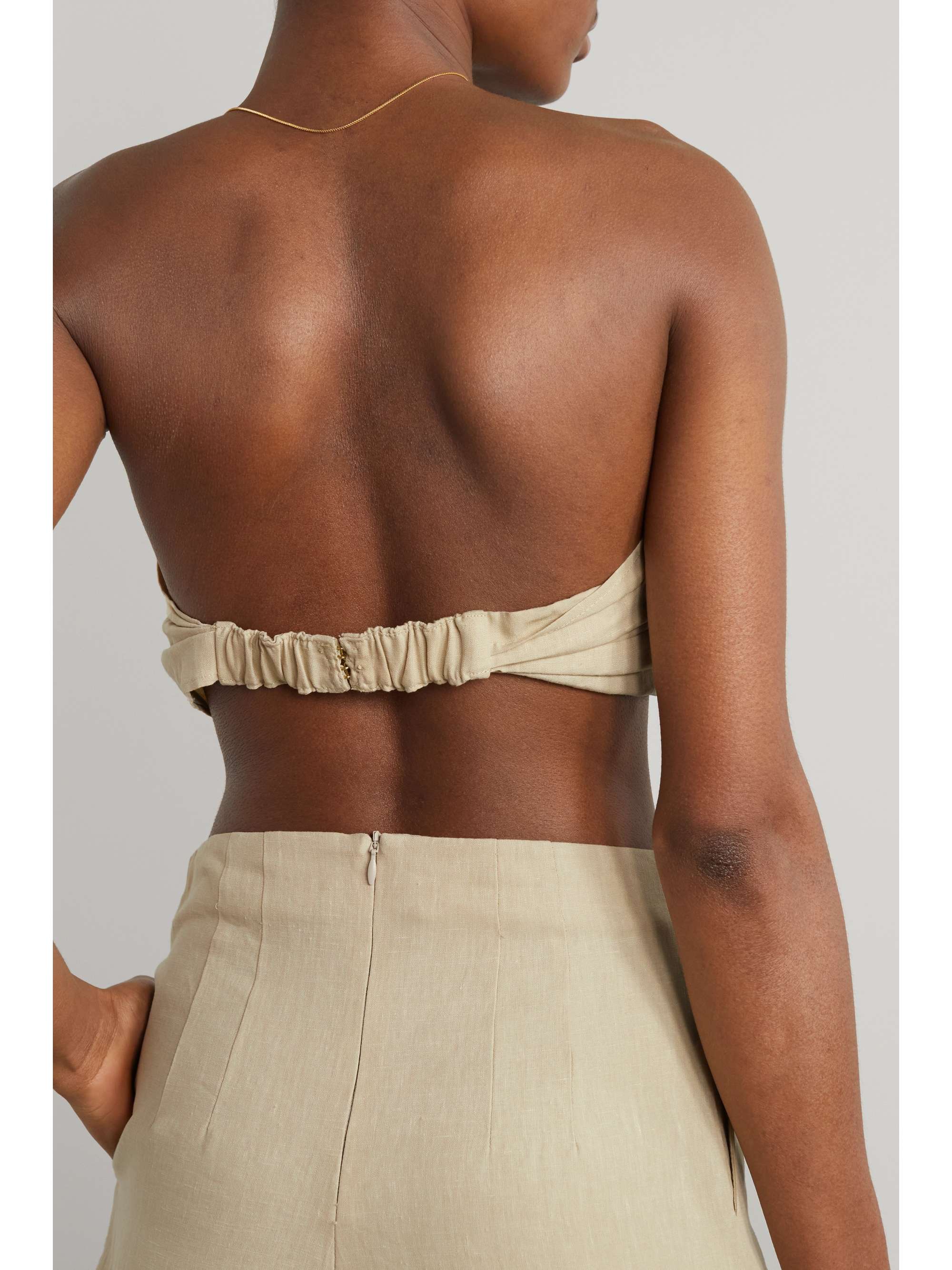 Beige Maazi twist-front organic linen 