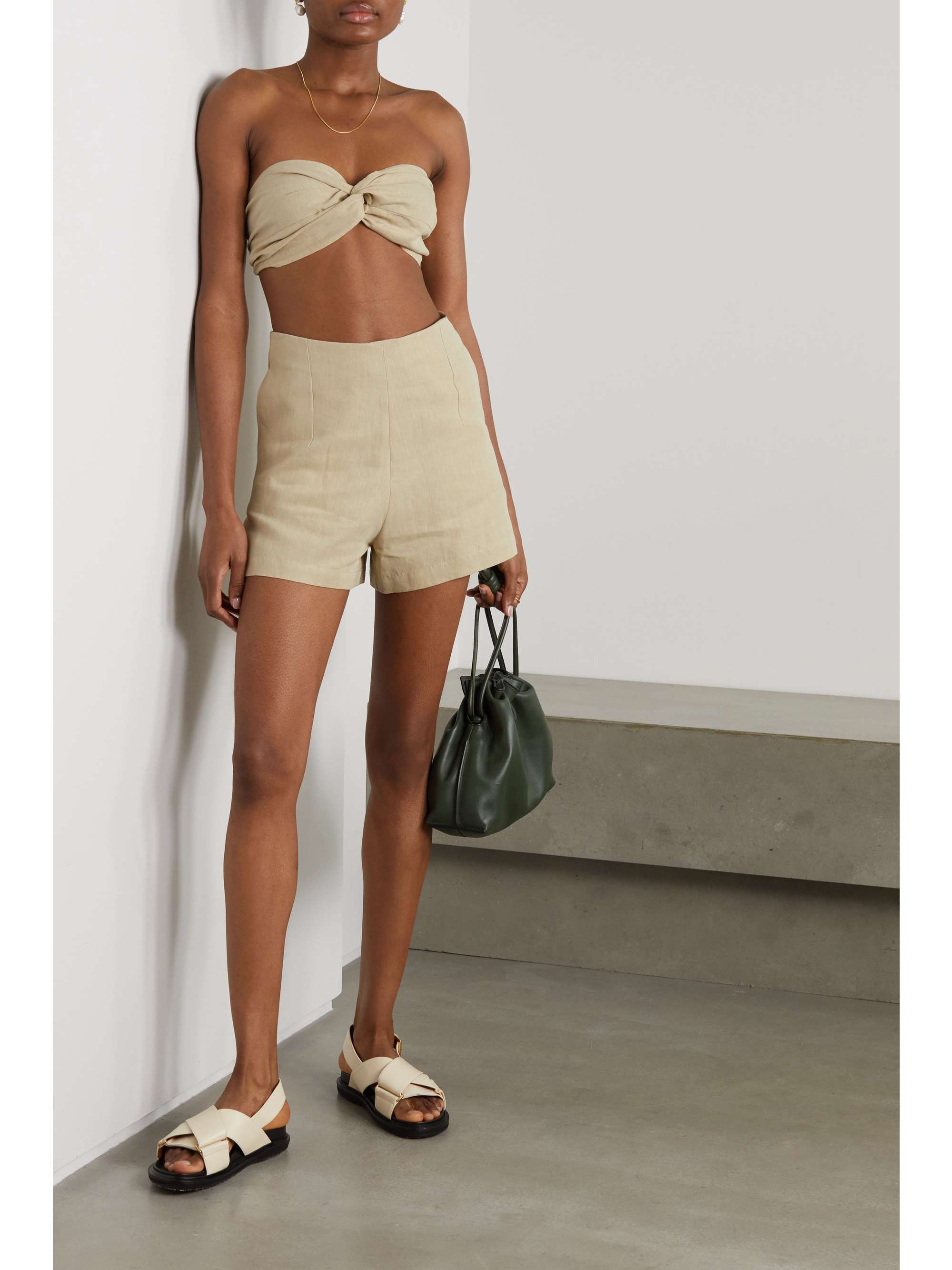 LE KASHA + NET SUSTAIN Maazi twistfront organic linen bra top NETA