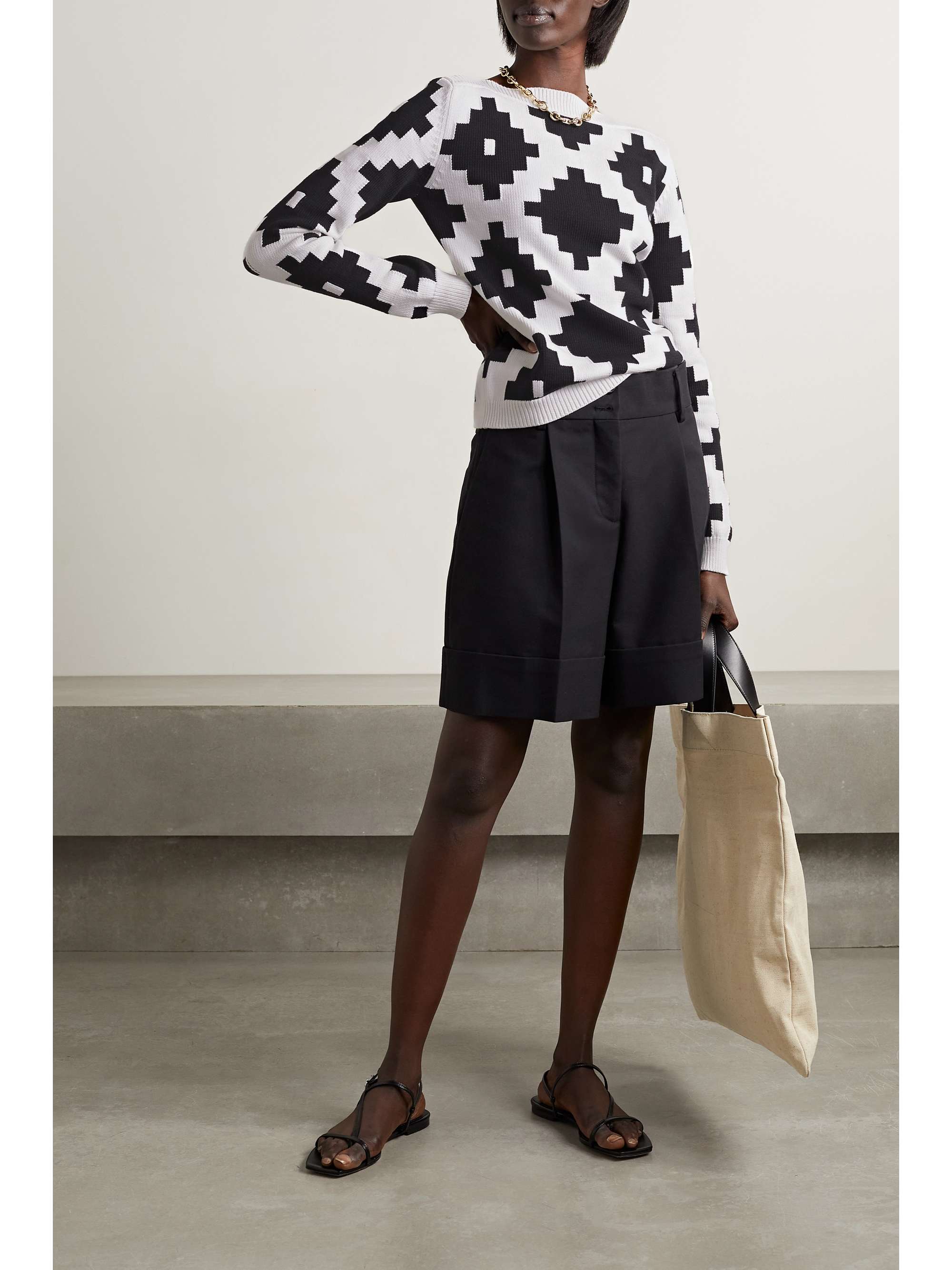 White Eulalia intarsia cottonblend sweater MAX MARA NETAPORTER