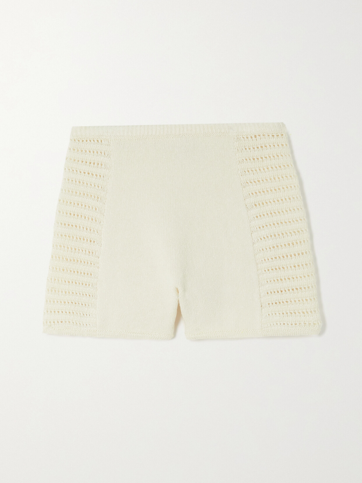 Le Kasha + Net Sustain Kabir Crocheted Organic Linen Shorts In White