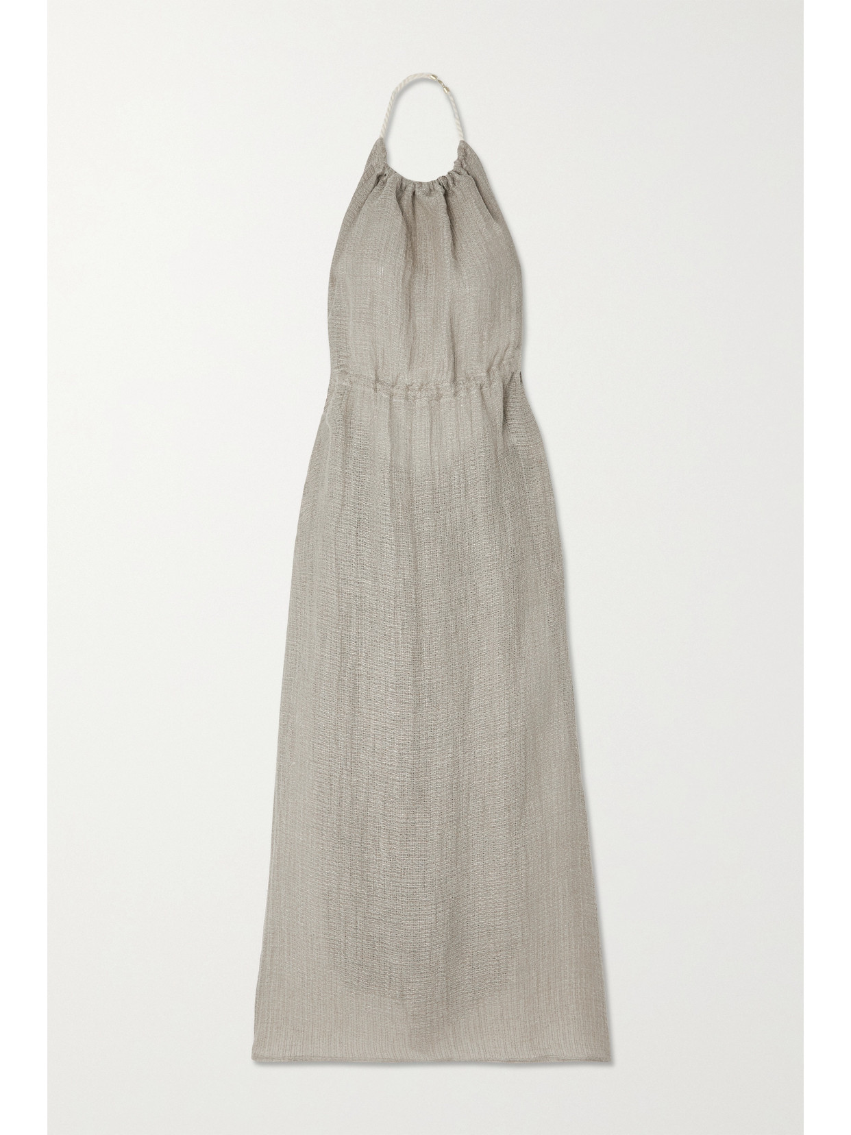 Le Kasha - + Net Sustain Open-back Organic Linen Halterneck Maxi Dress - Neutrals