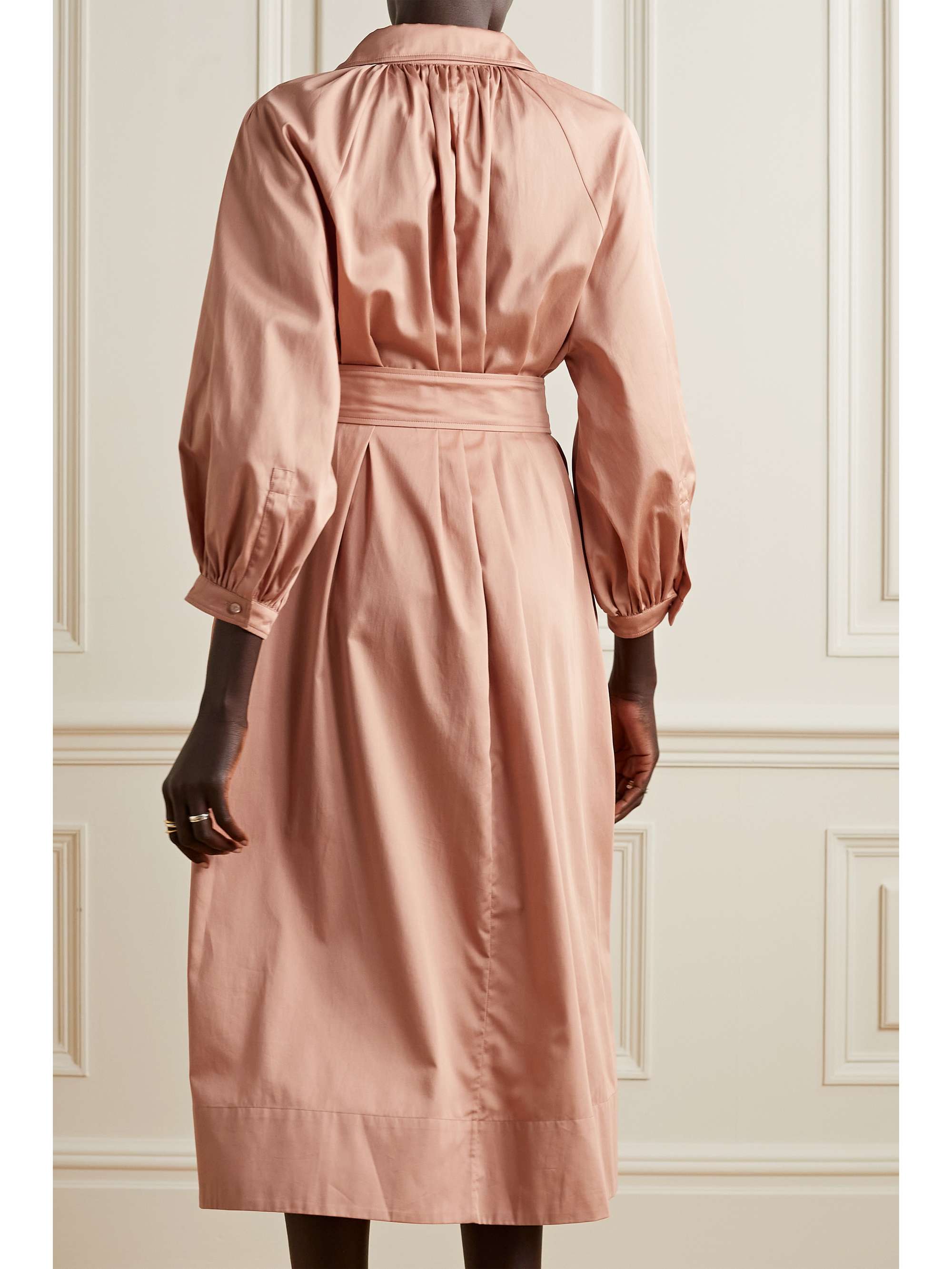 MAX MARA Lega belted cotton-sateen shirt dress