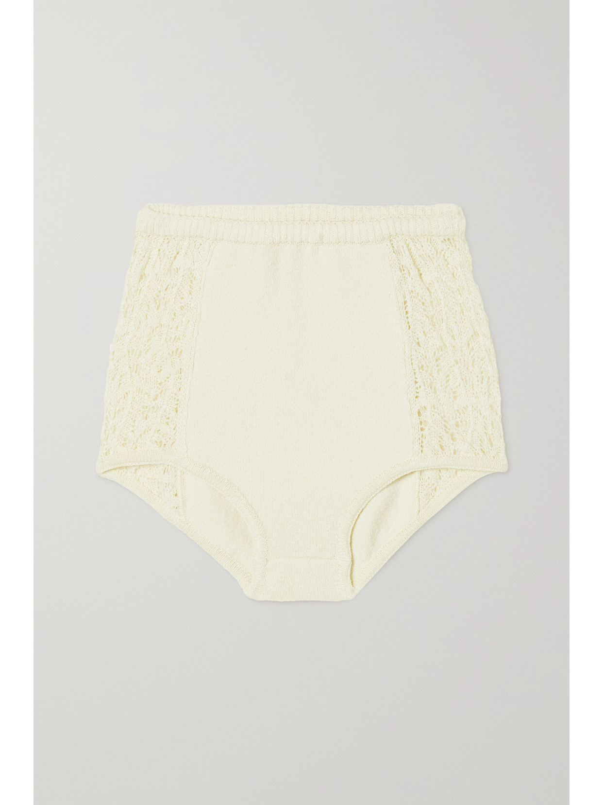 Le Kasha + Net Sustain Ubari Crocheted Organic Linen Briefs - White