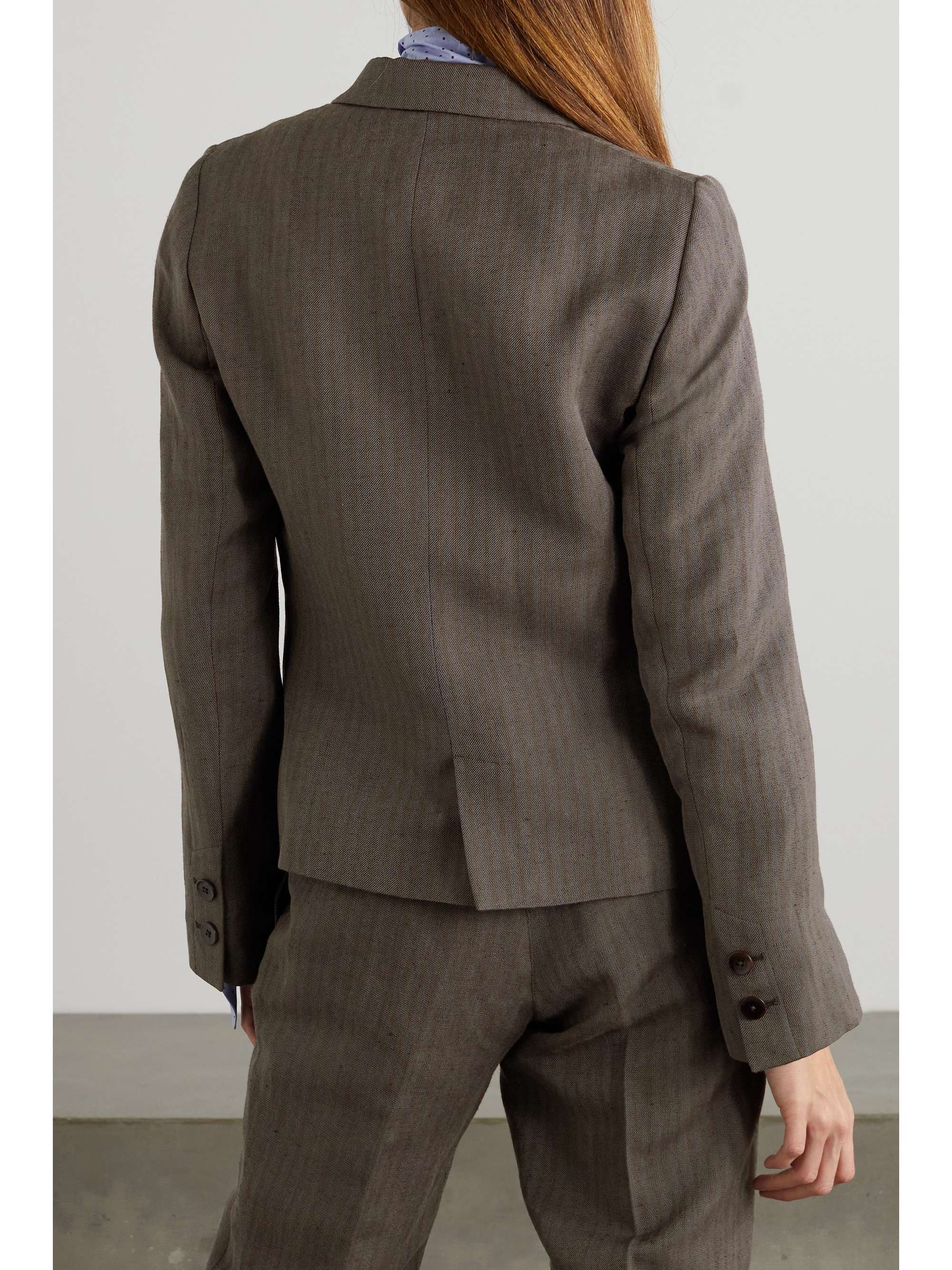 PURDEY Broads cropped striped linen and wool-blend twill blazer