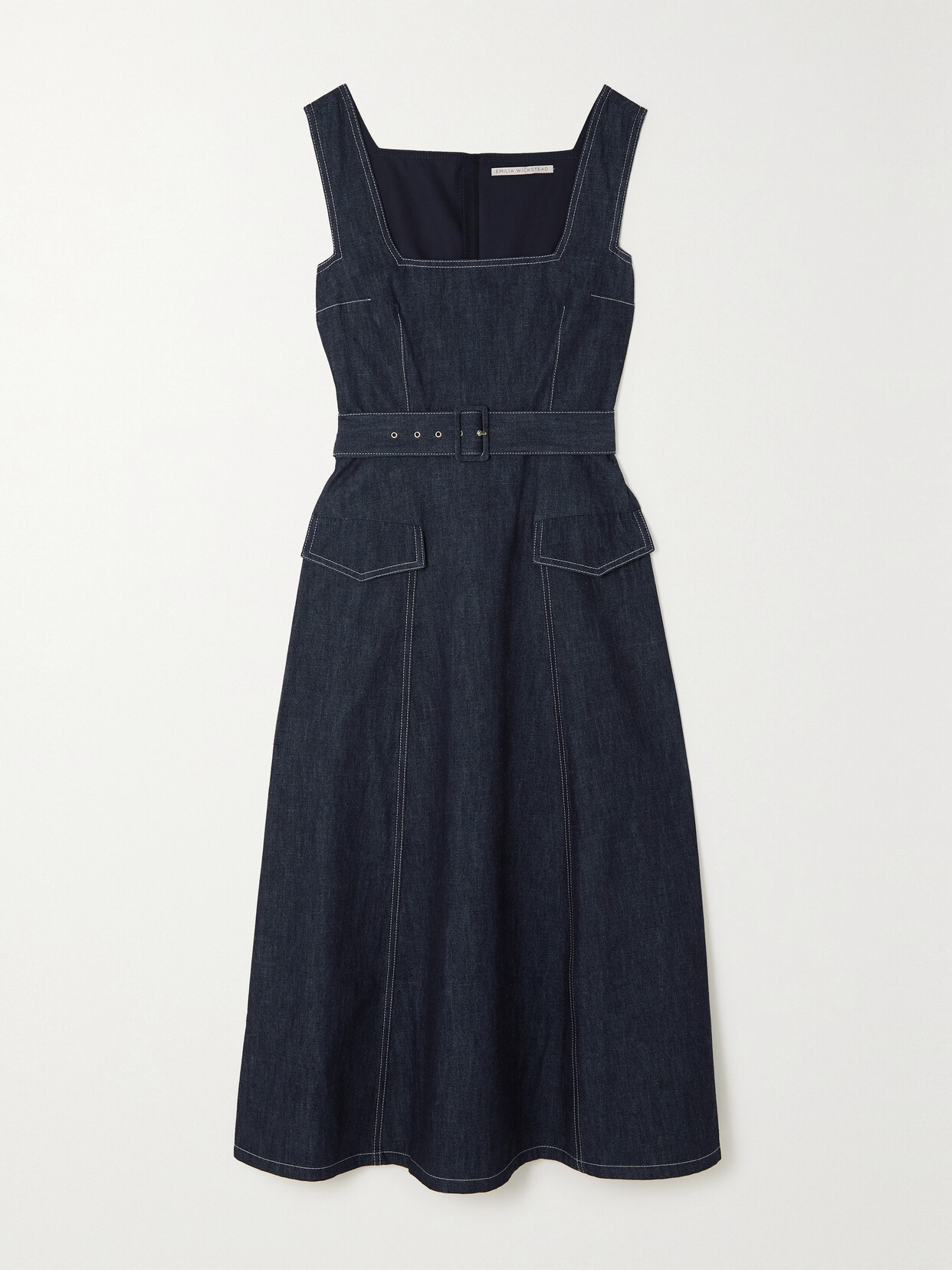 Emilia Wickstead Petra Belted Denim Midi Dress