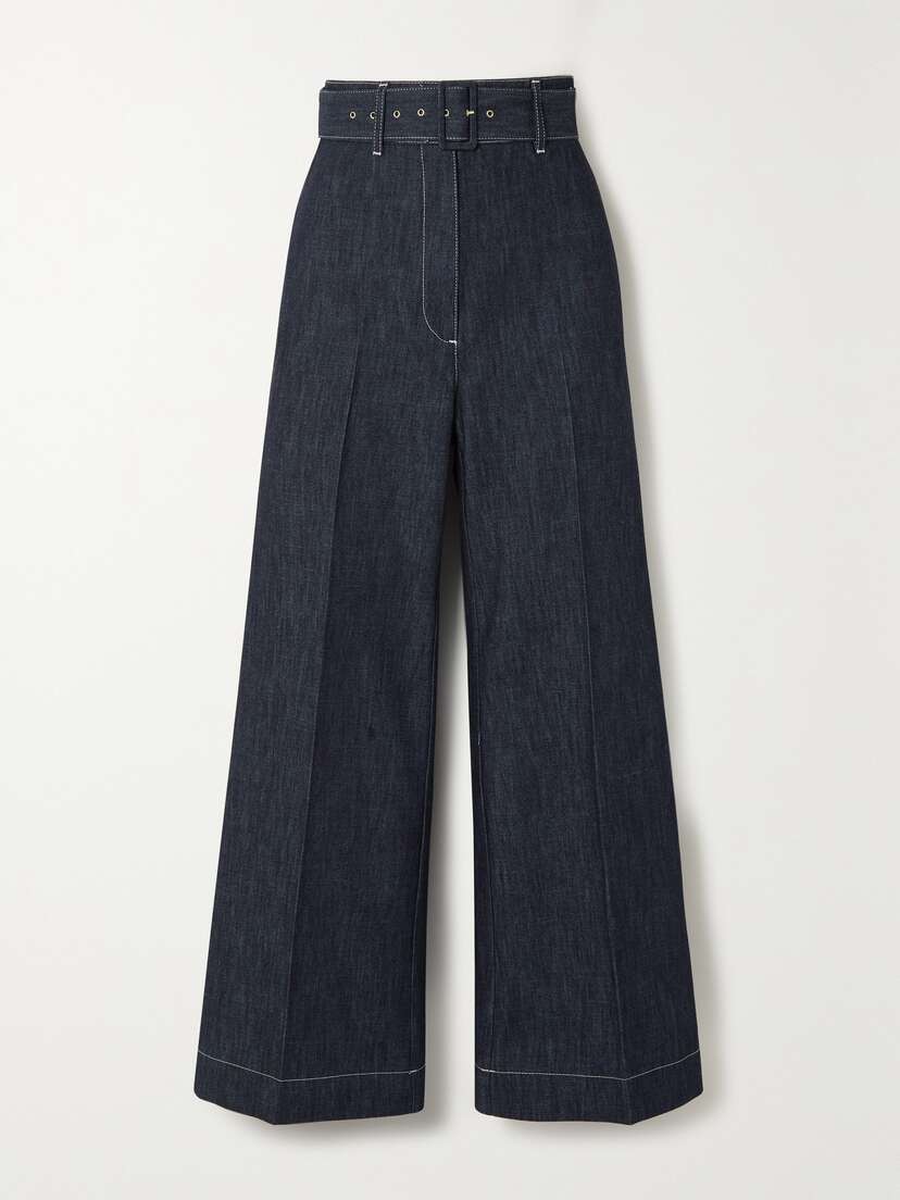 Emilia Wickstead Jada Belted Bootcut Denim Pants -  - UK 16