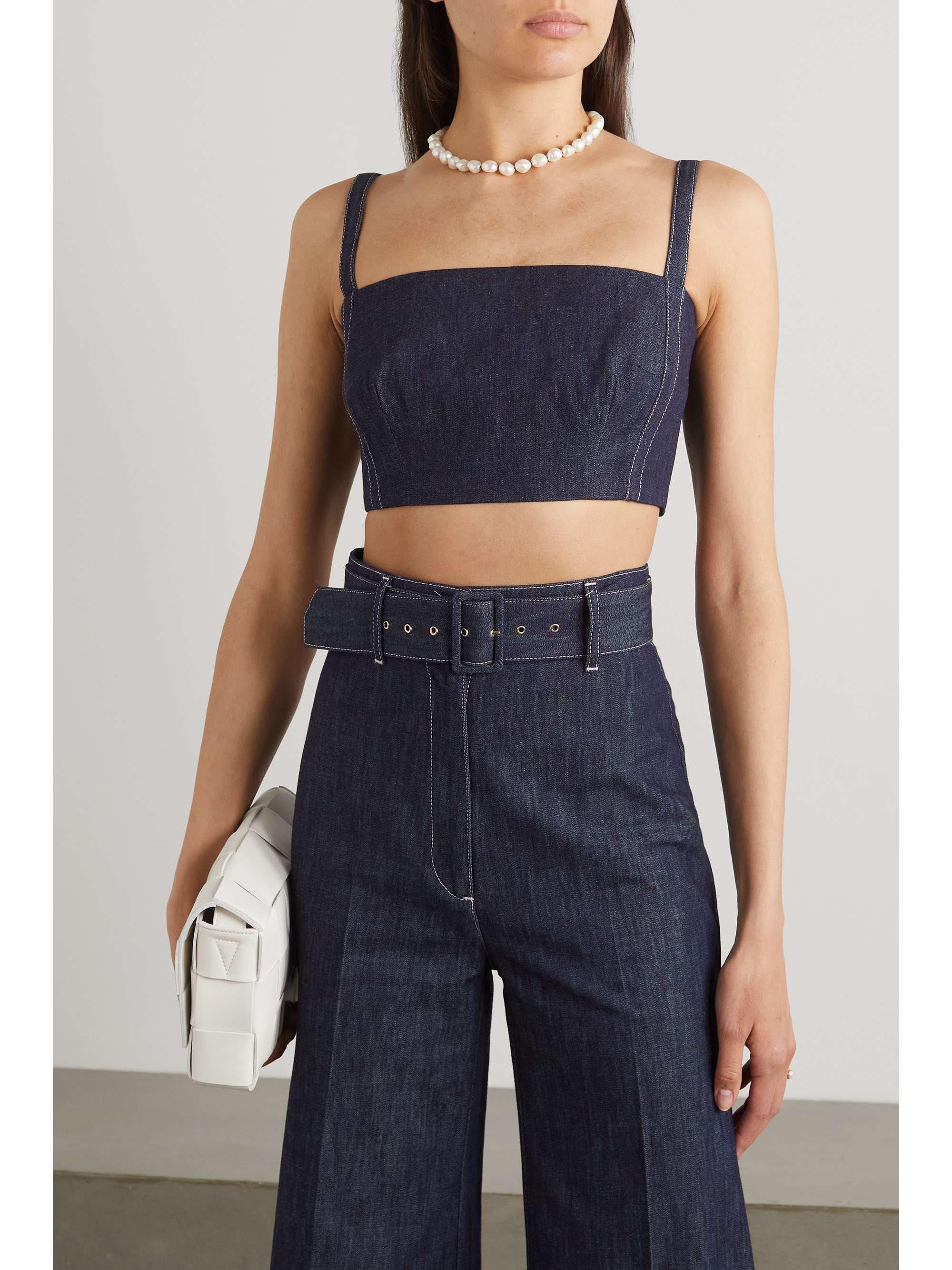 EMILIA WICKSTEAD Fabiola cropped denim top