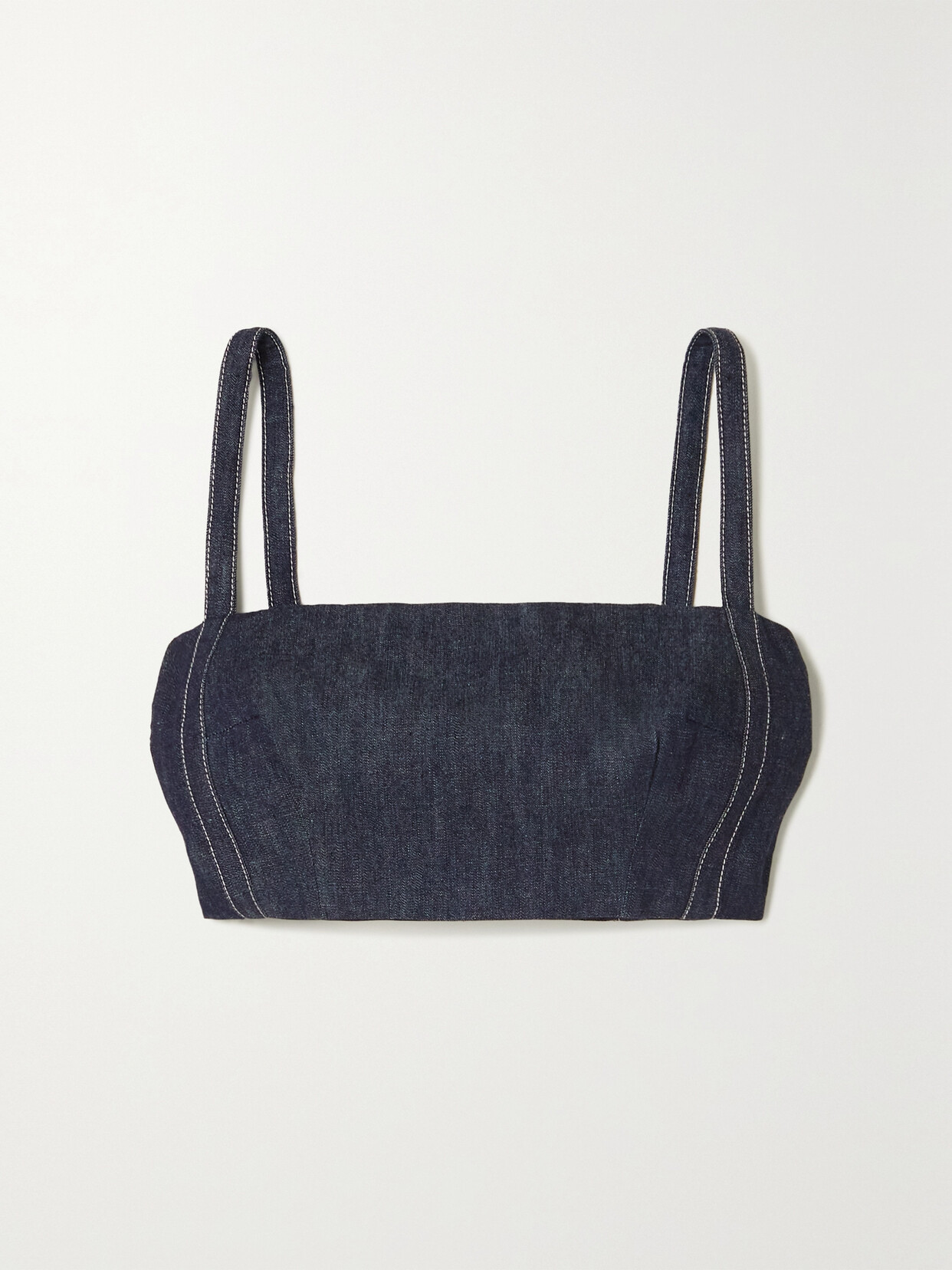 EMILIA WICKSTEAD FABIOLA CROPPED DENIM TOP