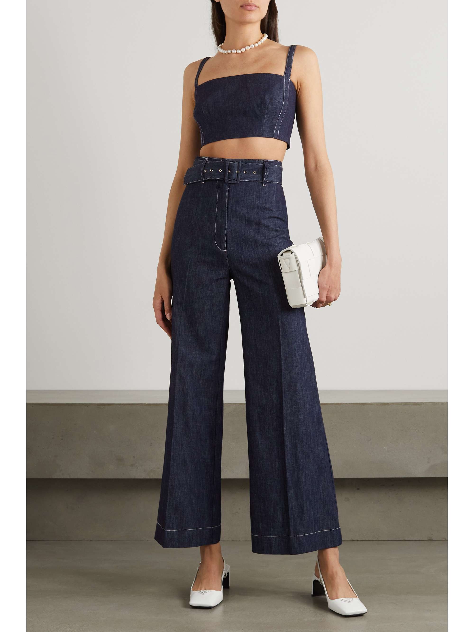 EMILIA WICKSTEAD Fabiola cropped denim top
