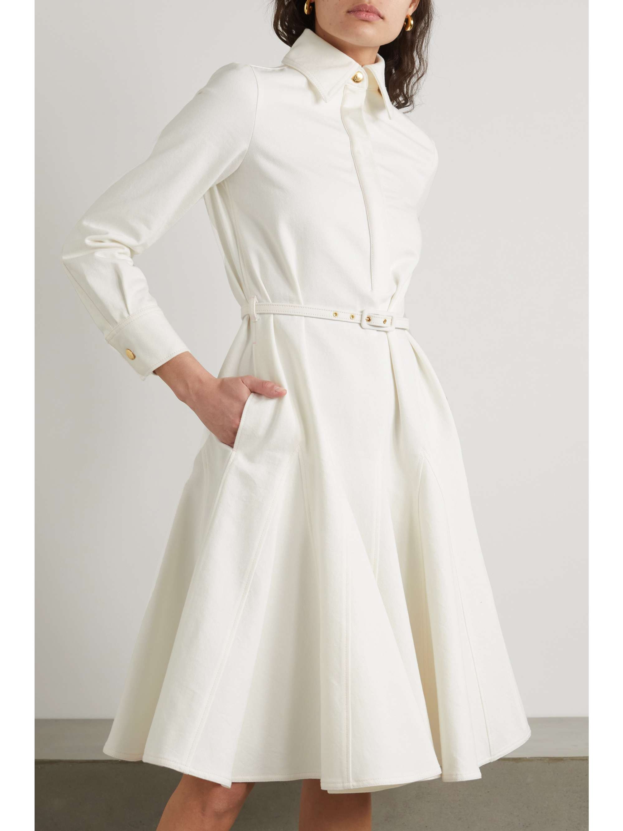 EMILIA WICKSTEAD Marionetta belted pleated denim midi dress