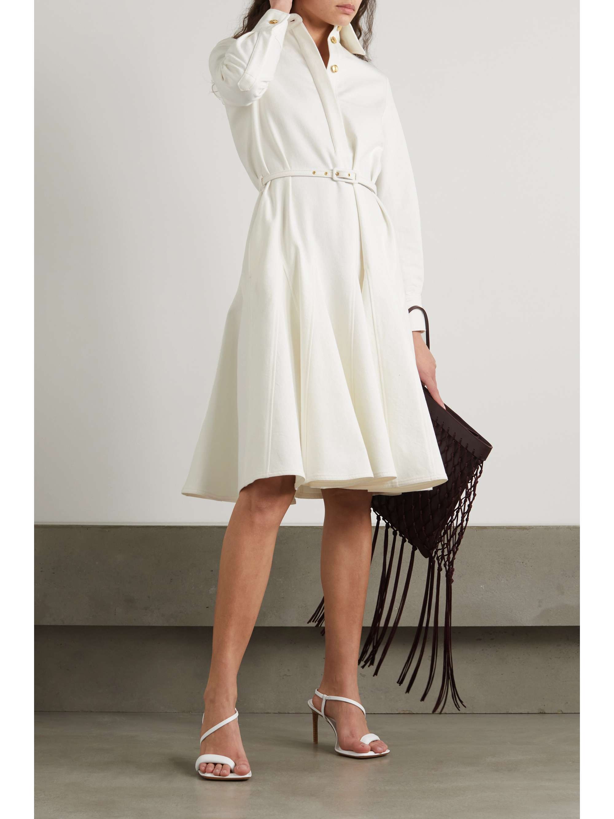EMILIA WICKSTEAD Marionetta belted pleated denim midi dress
