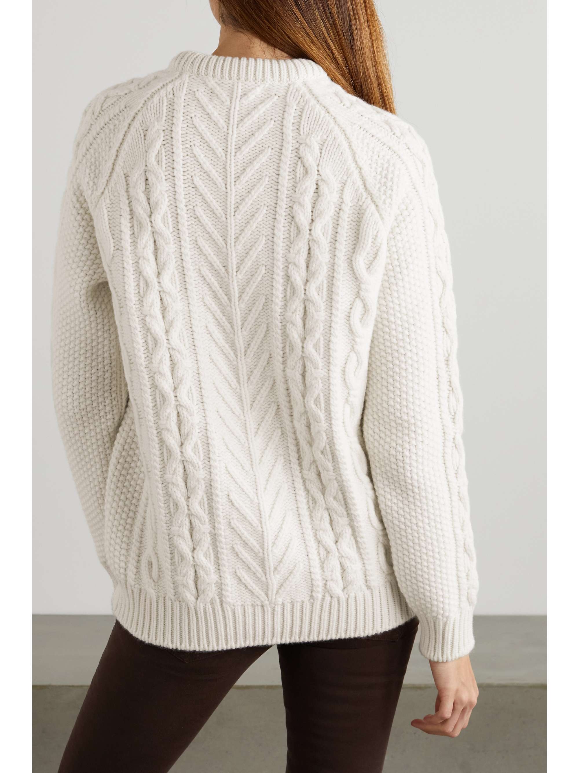 Cream Cable-knit wool jumper | PURDEY 