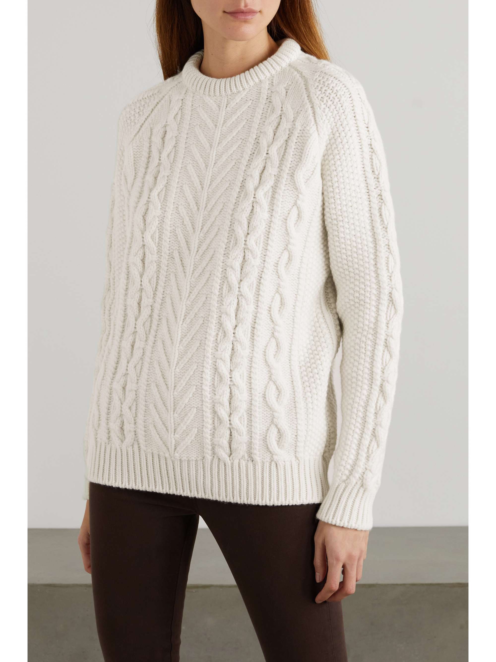Cream Cable-knit wool jumper | PURDEY 