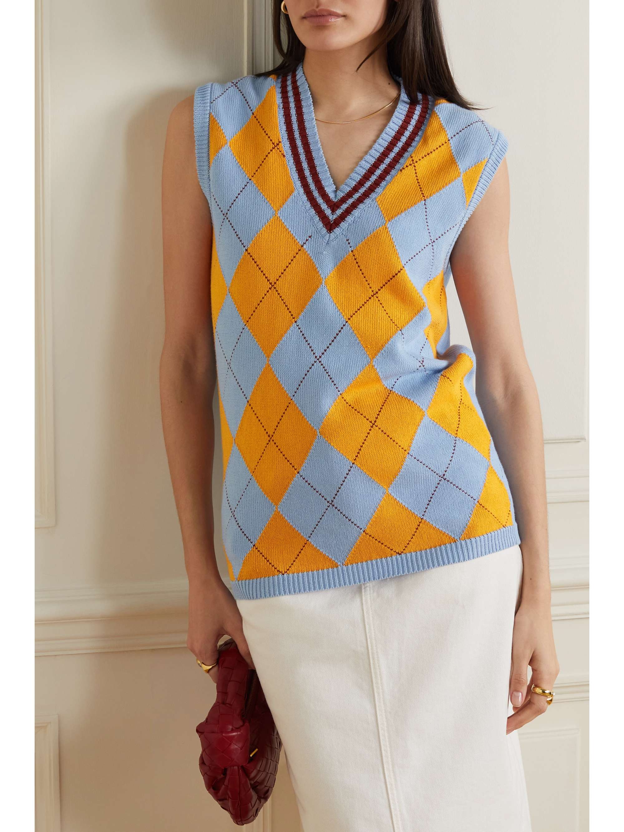 PURDEY Argyle cotton vest