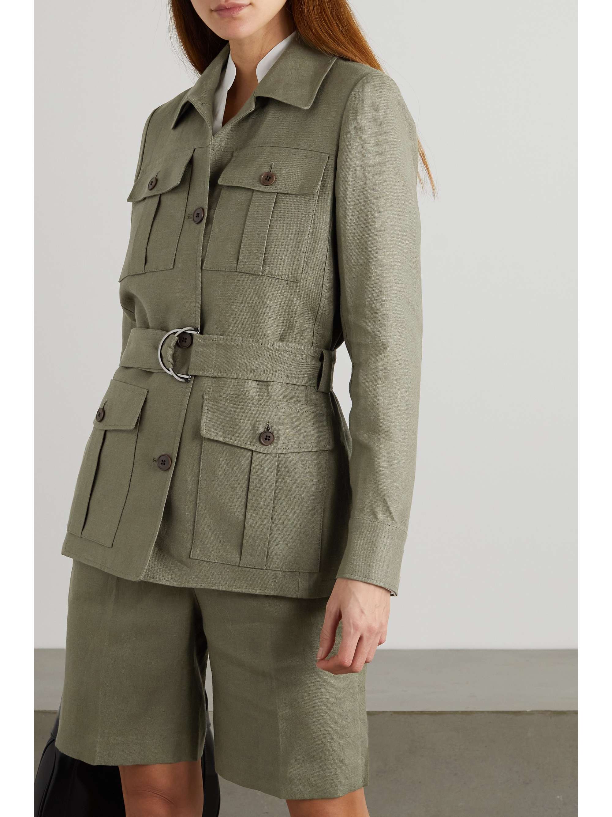 Army green Belted linen jacket | PURDEY 