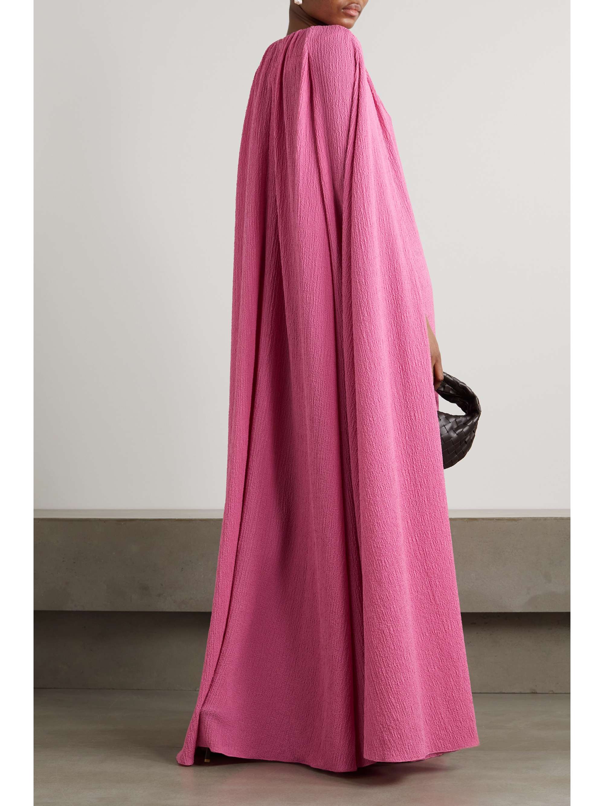 EMILIA WICKSTEAD Liv cape-effect seersucker gown