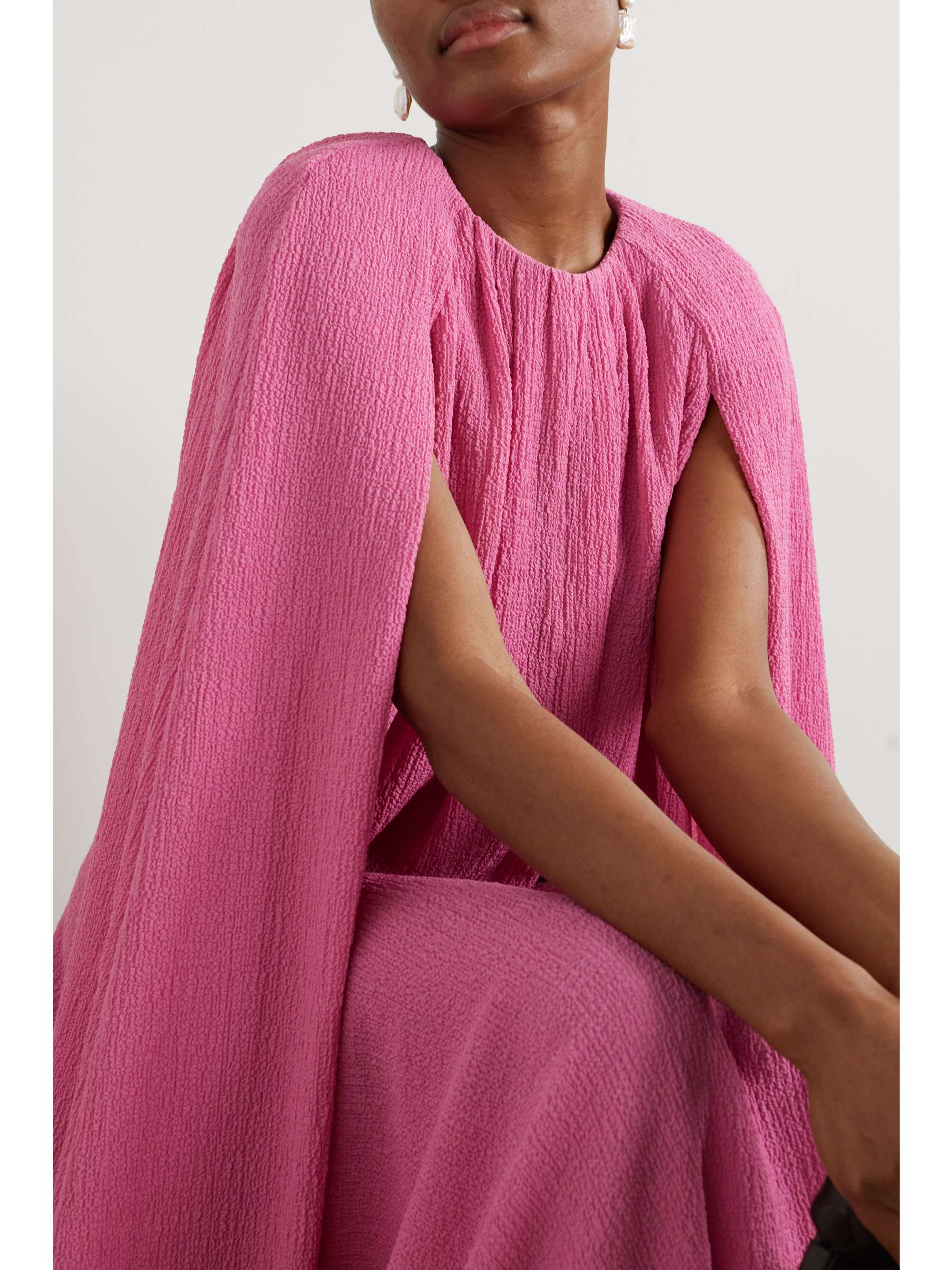 EMILIA WICKSTEAD Liv cape-effect seersucker gown
