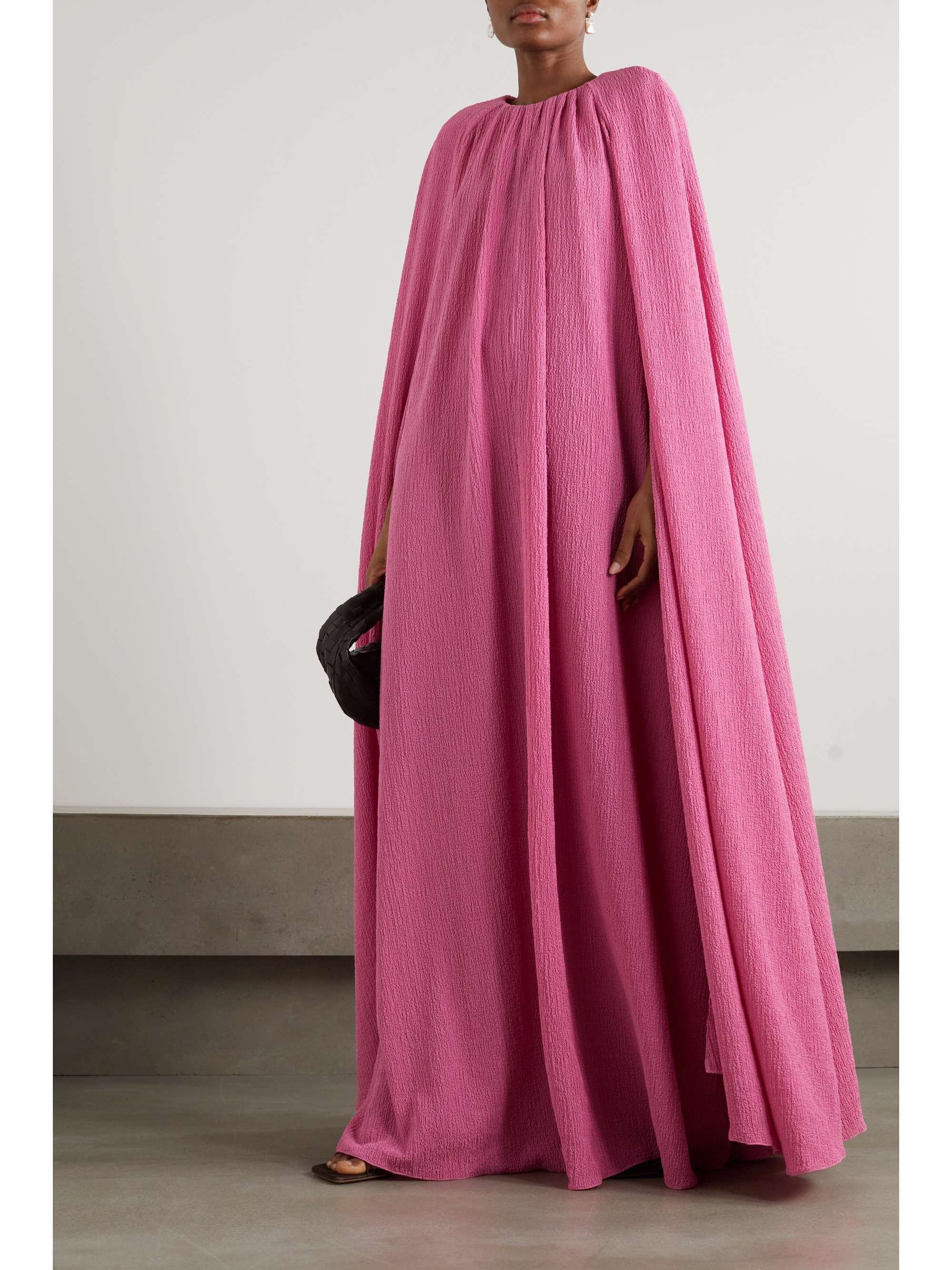EMILIA WICKSTEAD Liv cape-effect seersucker gown