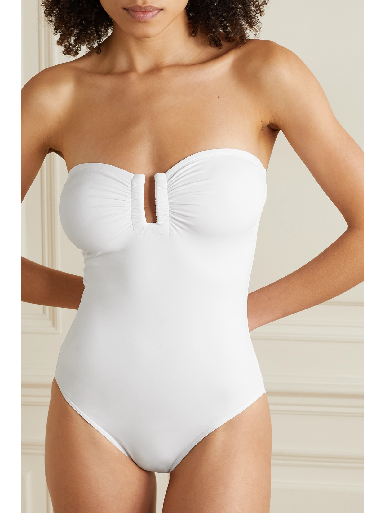 Shop Eres Les Essentiels Cassiopee Strapless Swimsuit In White