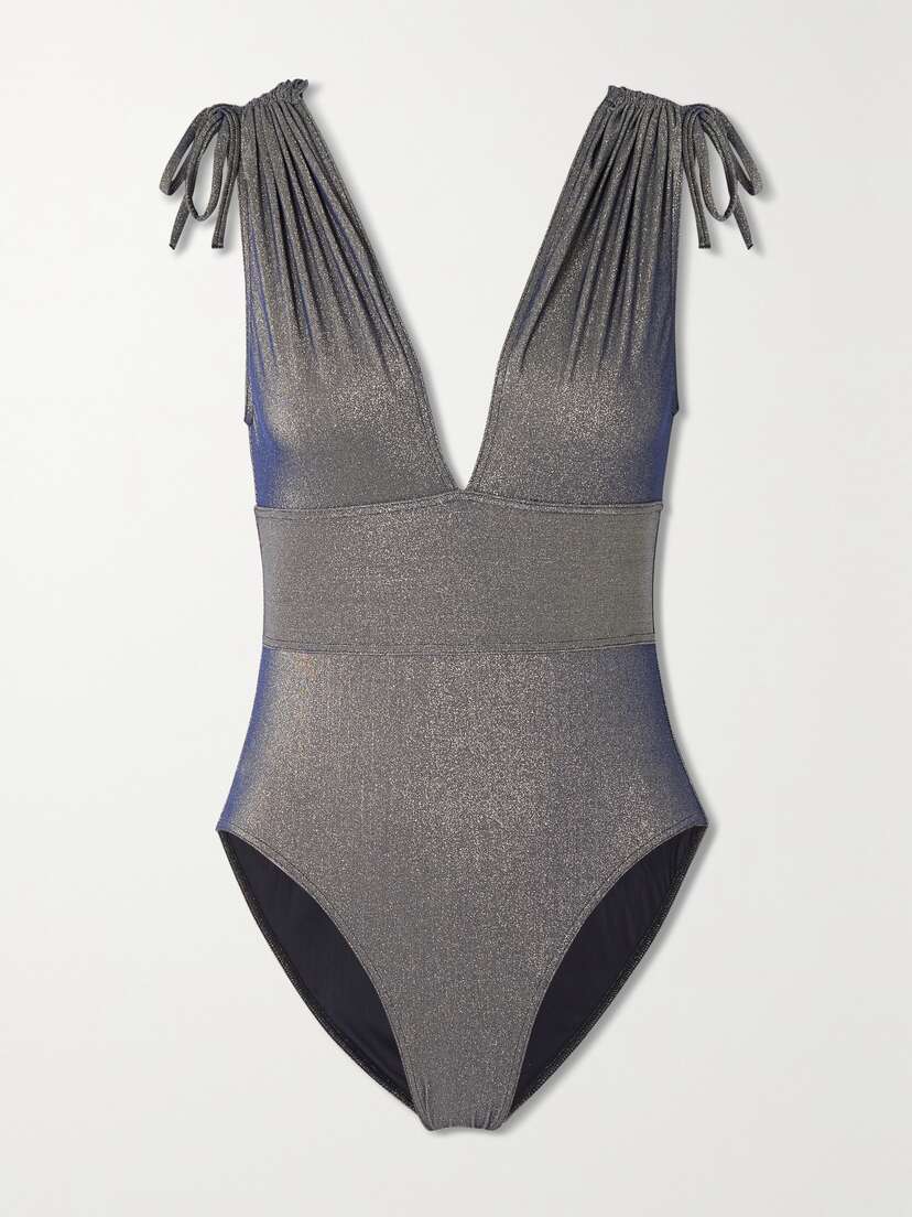 Eres + Maison Rabih Kayrouz Nadia Ruched Stretch-lurex Swimsuit