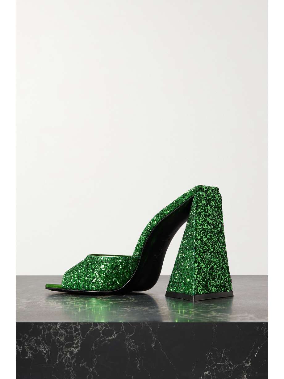 THE ATTICO Devon glittered leather mules | NET-A-PORTER