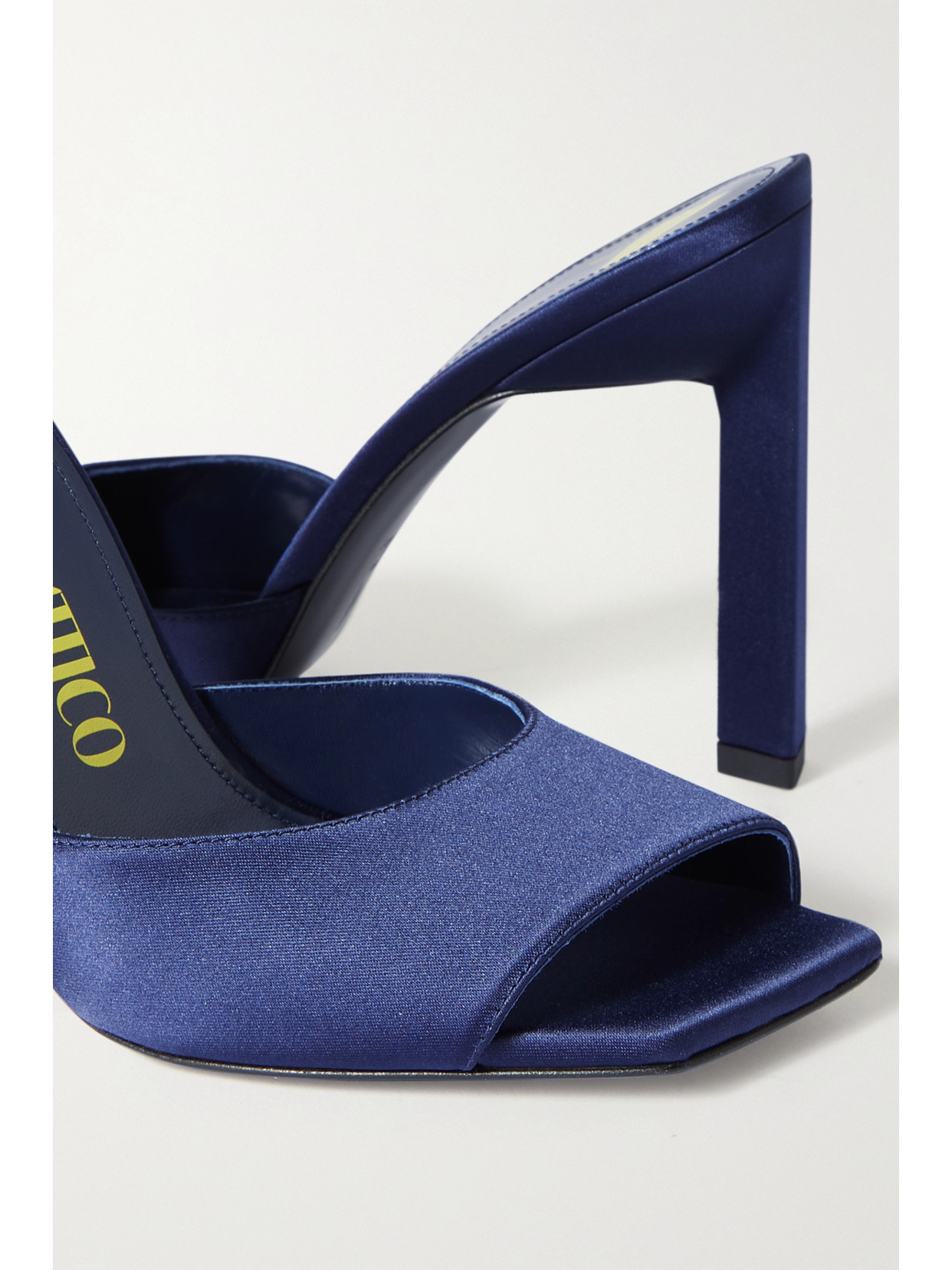 Attico Kaia Satin Mules In Blue