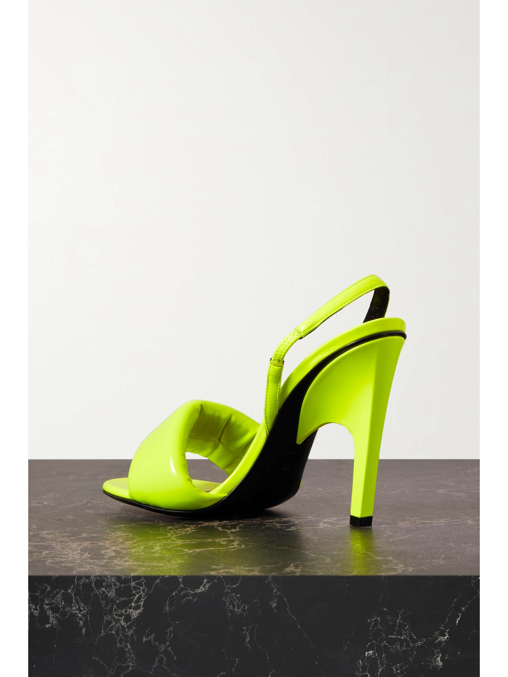 THE ATTICO Rem padded neon faux patent-leather slingback sandals