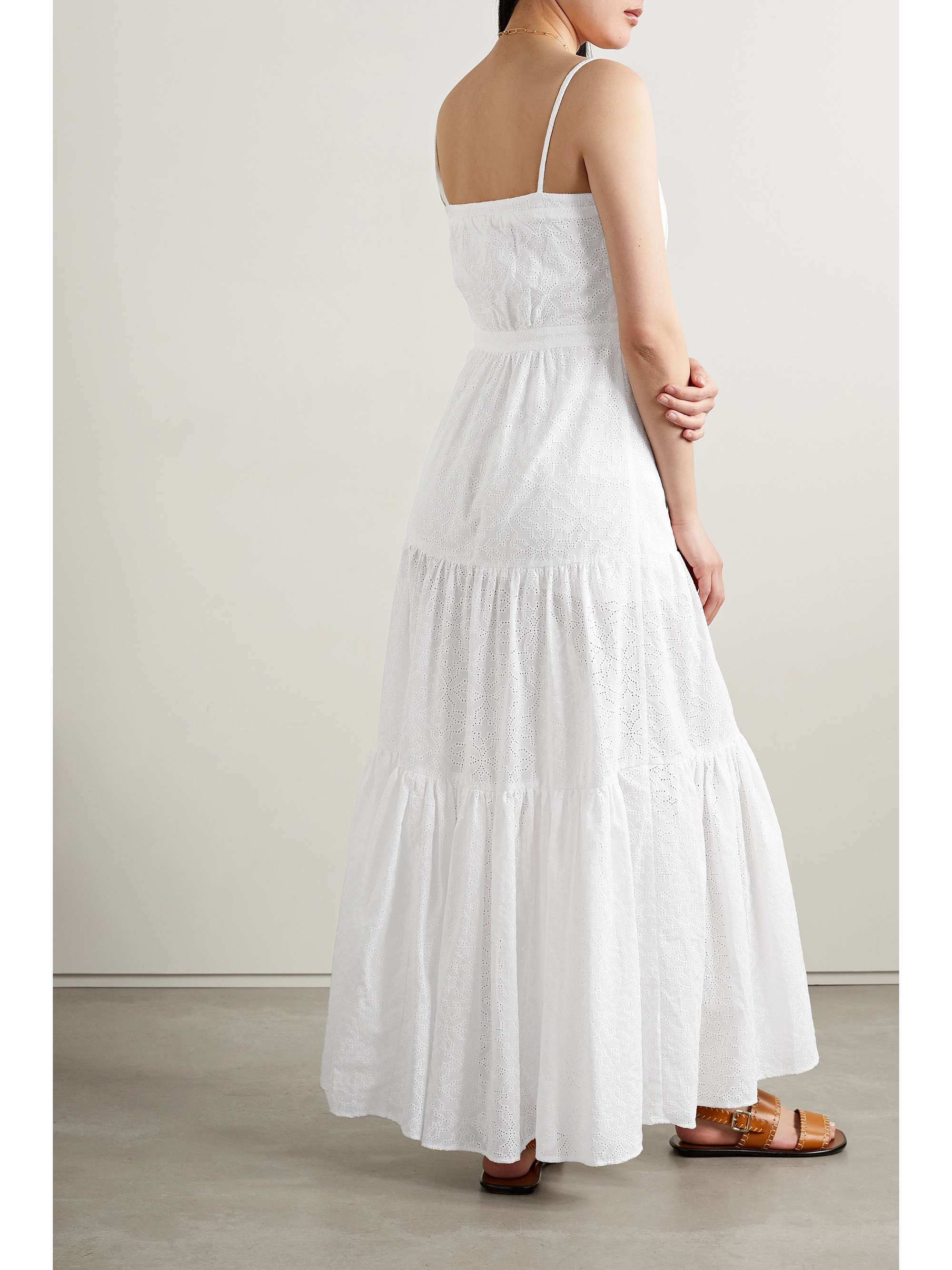 VERONICA BEARD Alondra tiered pleated broderie anglaise cotton maxi dress