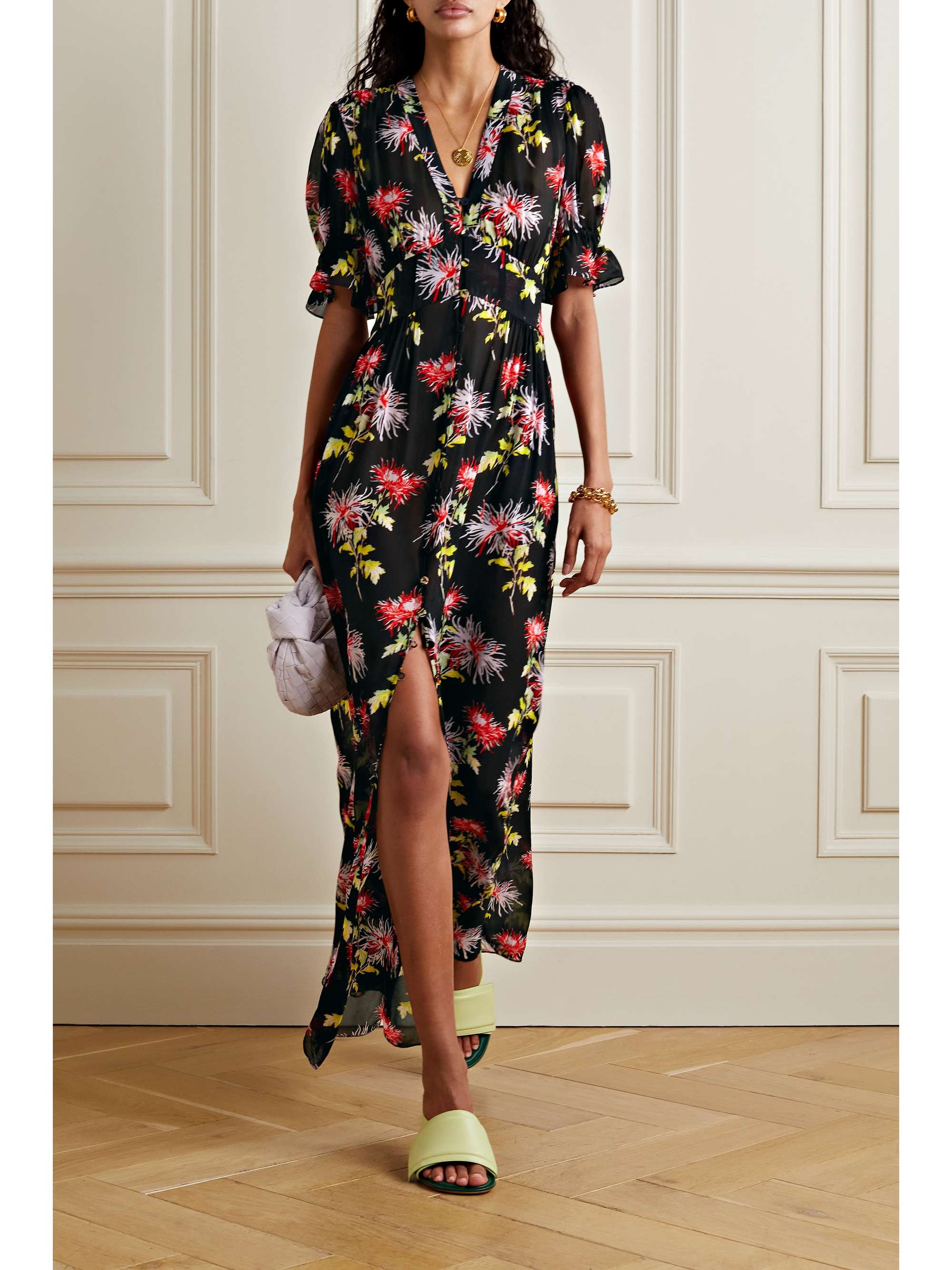 DIANE VON FURSTENBERG Erica floral-print chiffon maxi dress | NET-A-PORTER