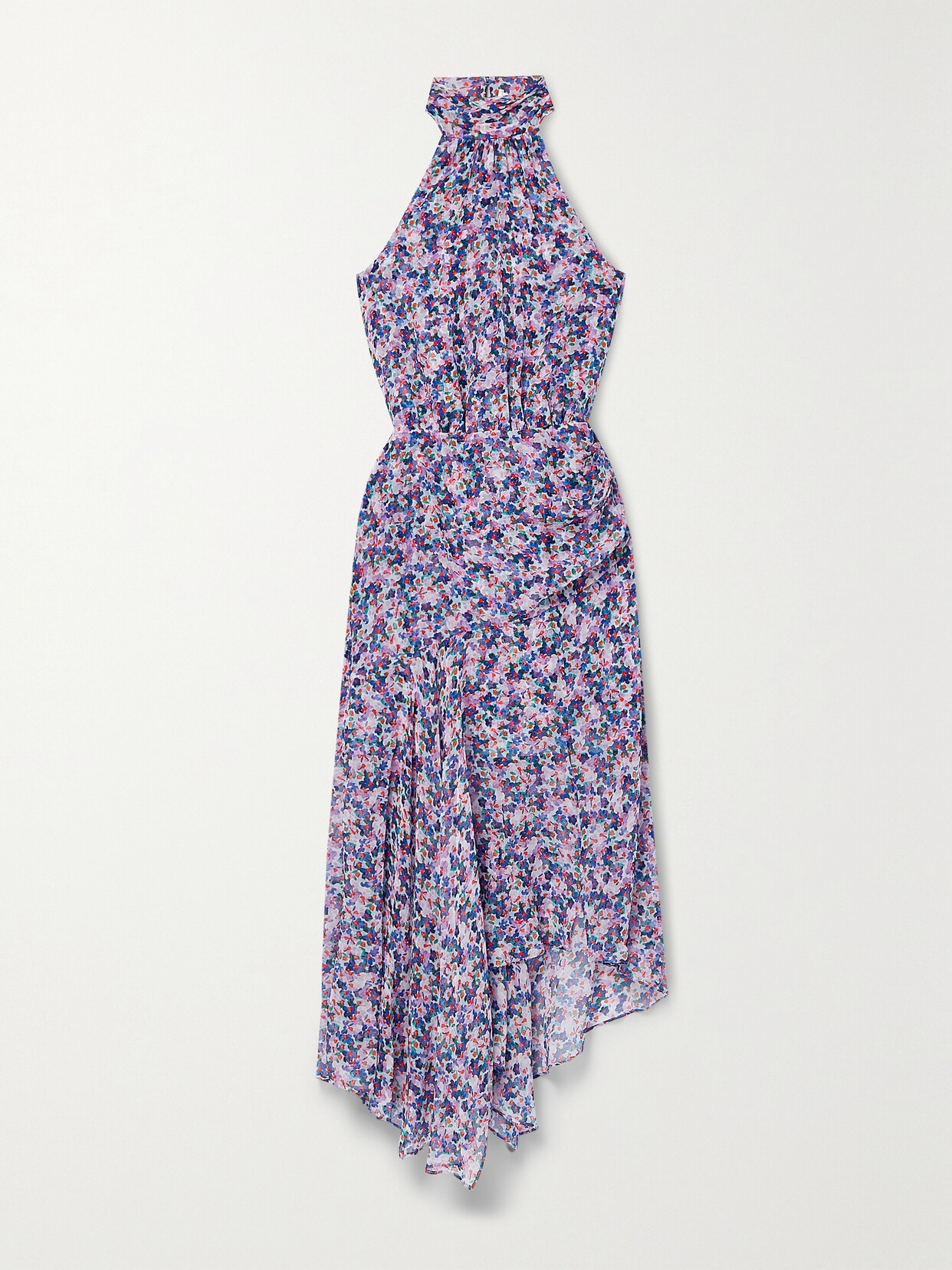 VERONICA BEARD LEIA FLORAL-PRINT SILK CREPE DE CHINE HALTERNECK MIDI DRESS