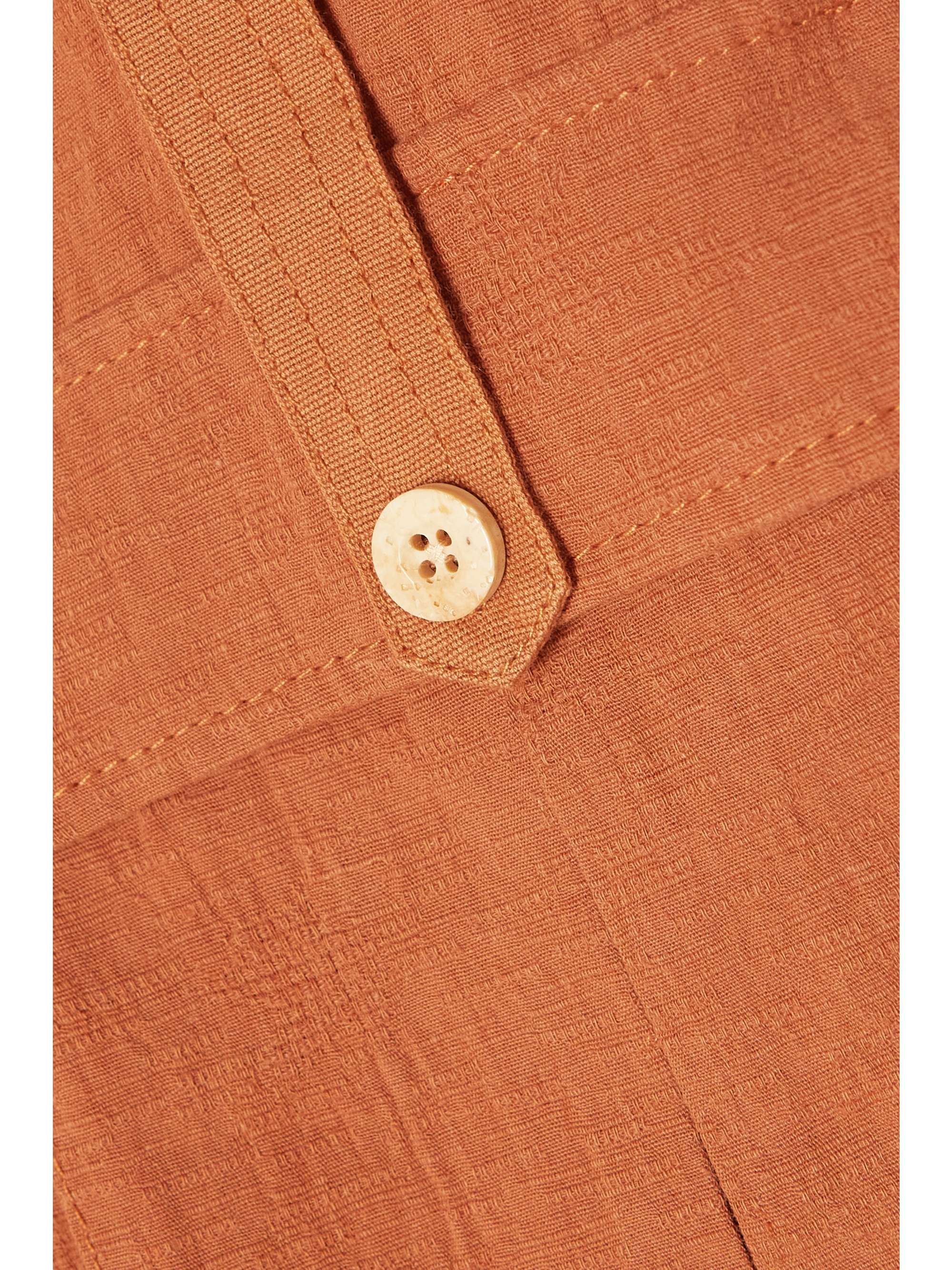 SIMKHAI Rami belted cotton and linen-blend jacquard shorts