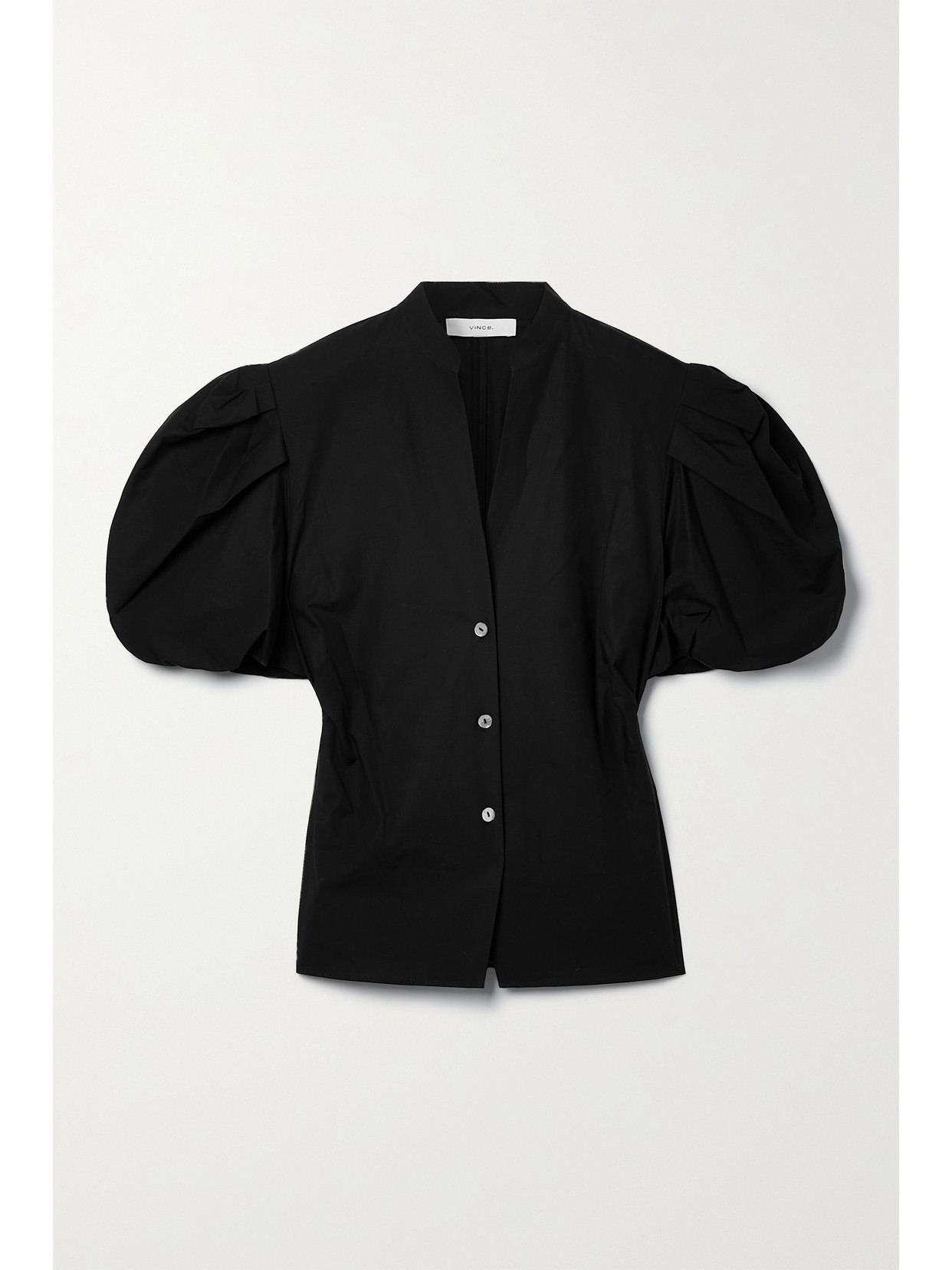 Vince Cutout Twisted Cotton-poplin Blouse - Black