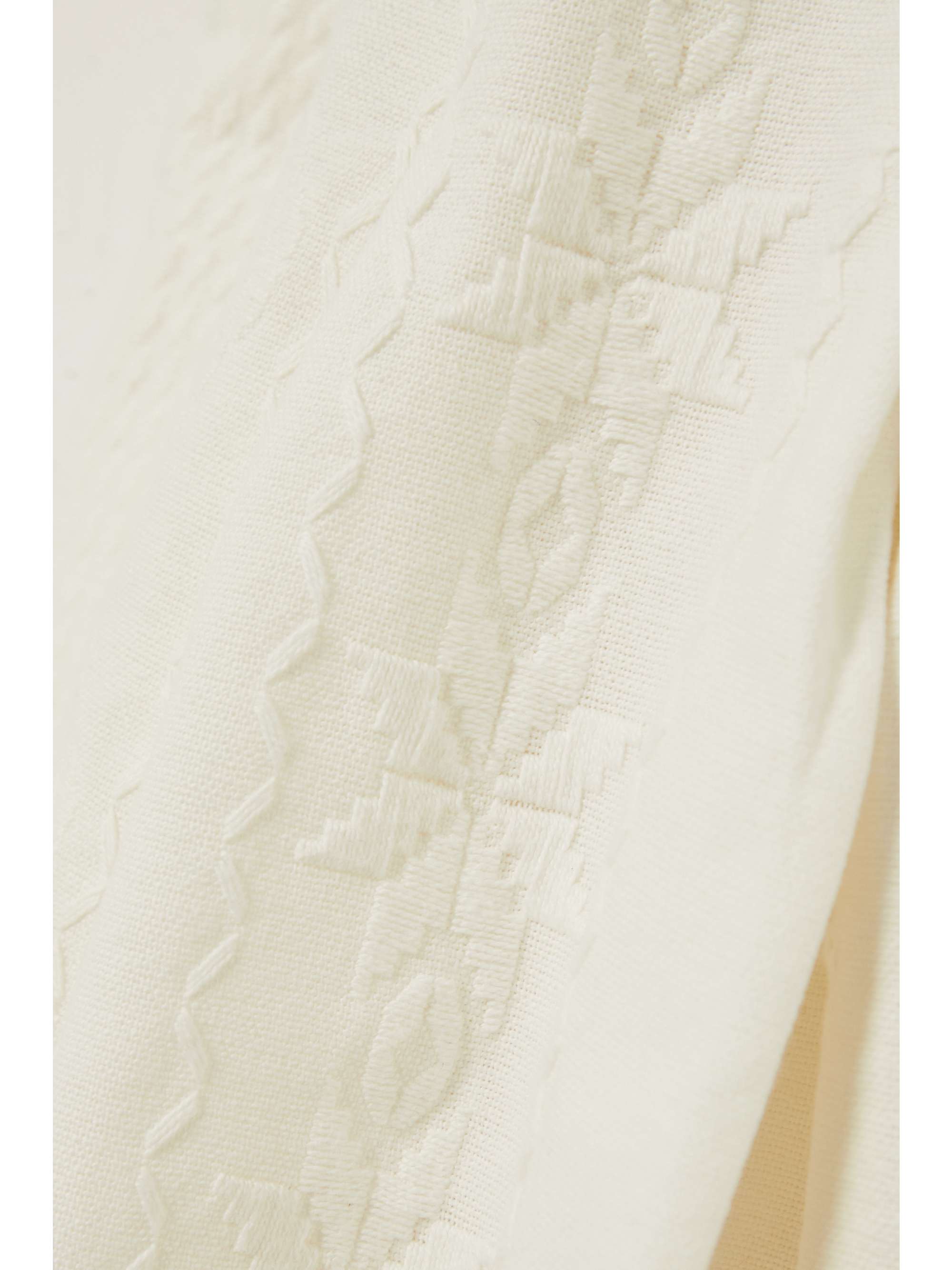 RUE MARISCAL Frayed pleated embroidered cotton-voile midi dress