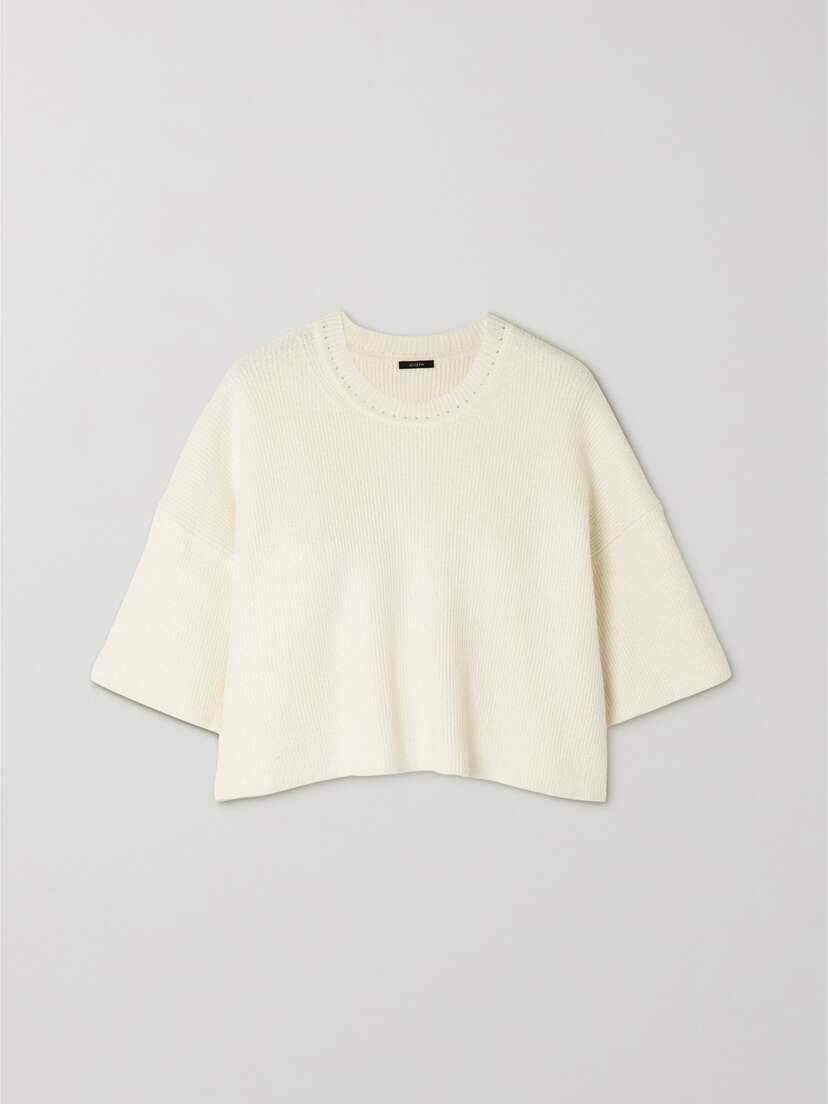 Joseph Cropped Ribbed Linen-blend Sweater - x large