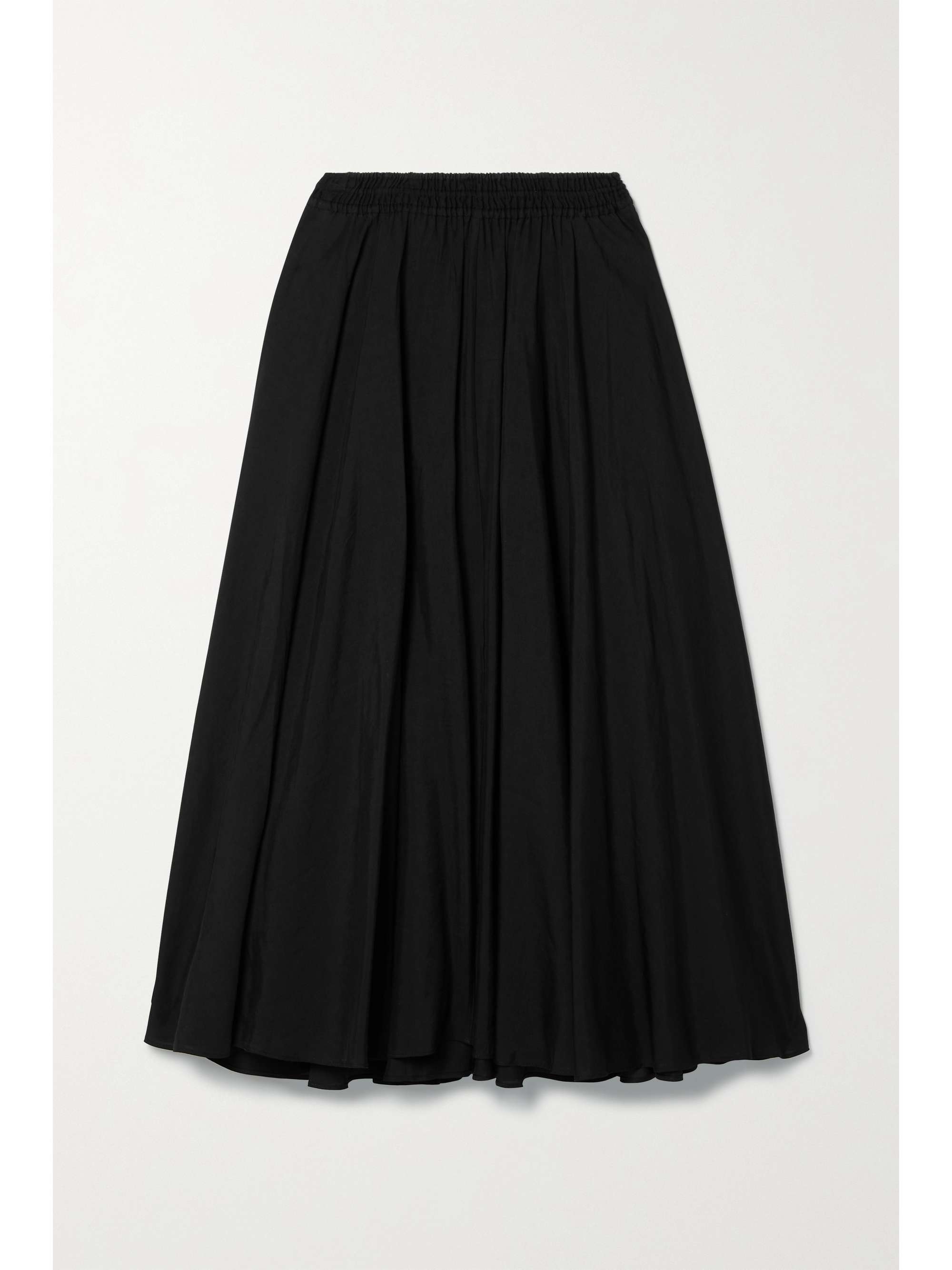 LA LIGNE Gathered linenblend midi skirt NETAPORTER