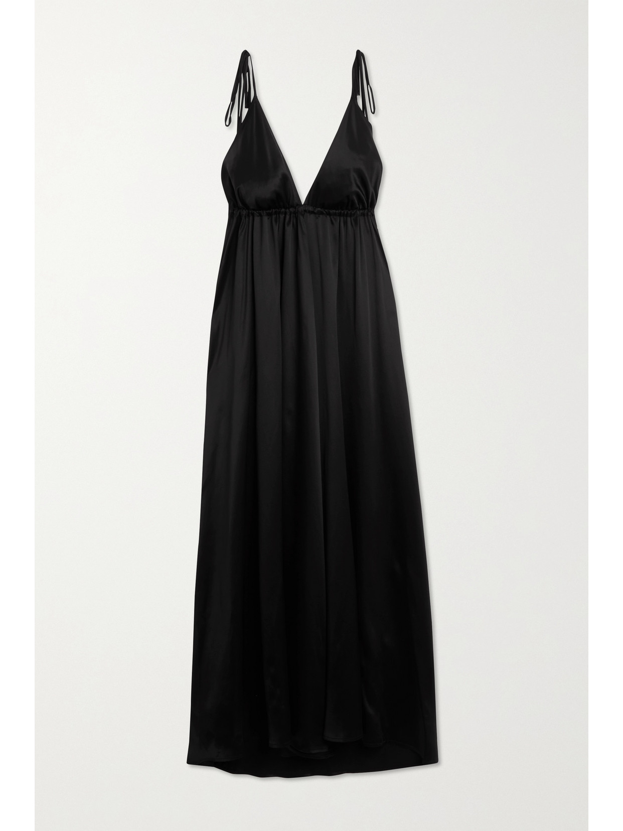 Envelope1976 Casino Backless Silk-satin Halterneck Maxi Dress In Black