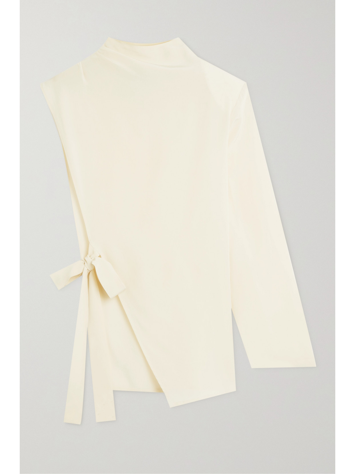 Envelope1976 Land One-sleeve Asymmetric Silk-chiffon Blouse In Cream