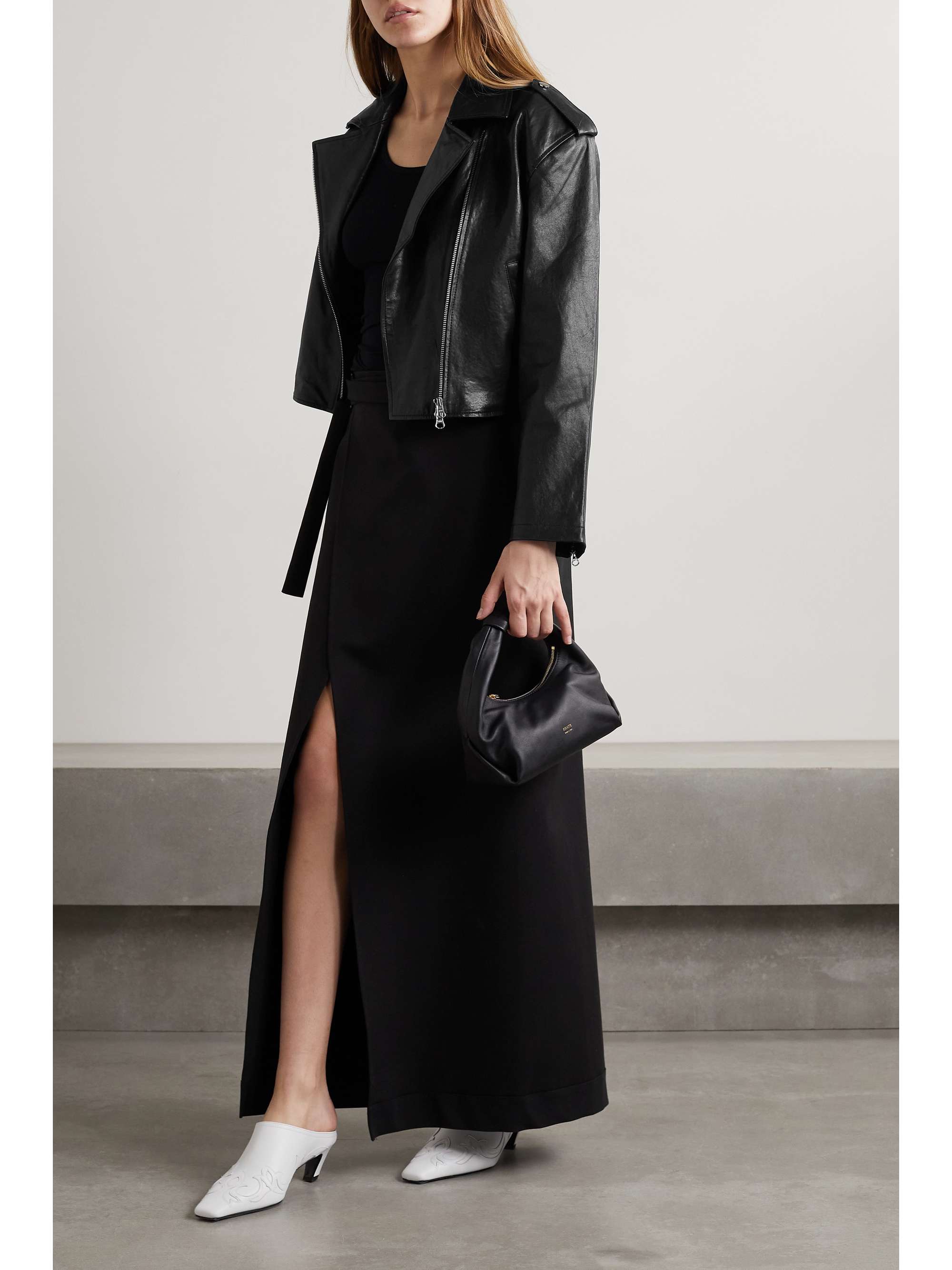 cropped leather black jacket