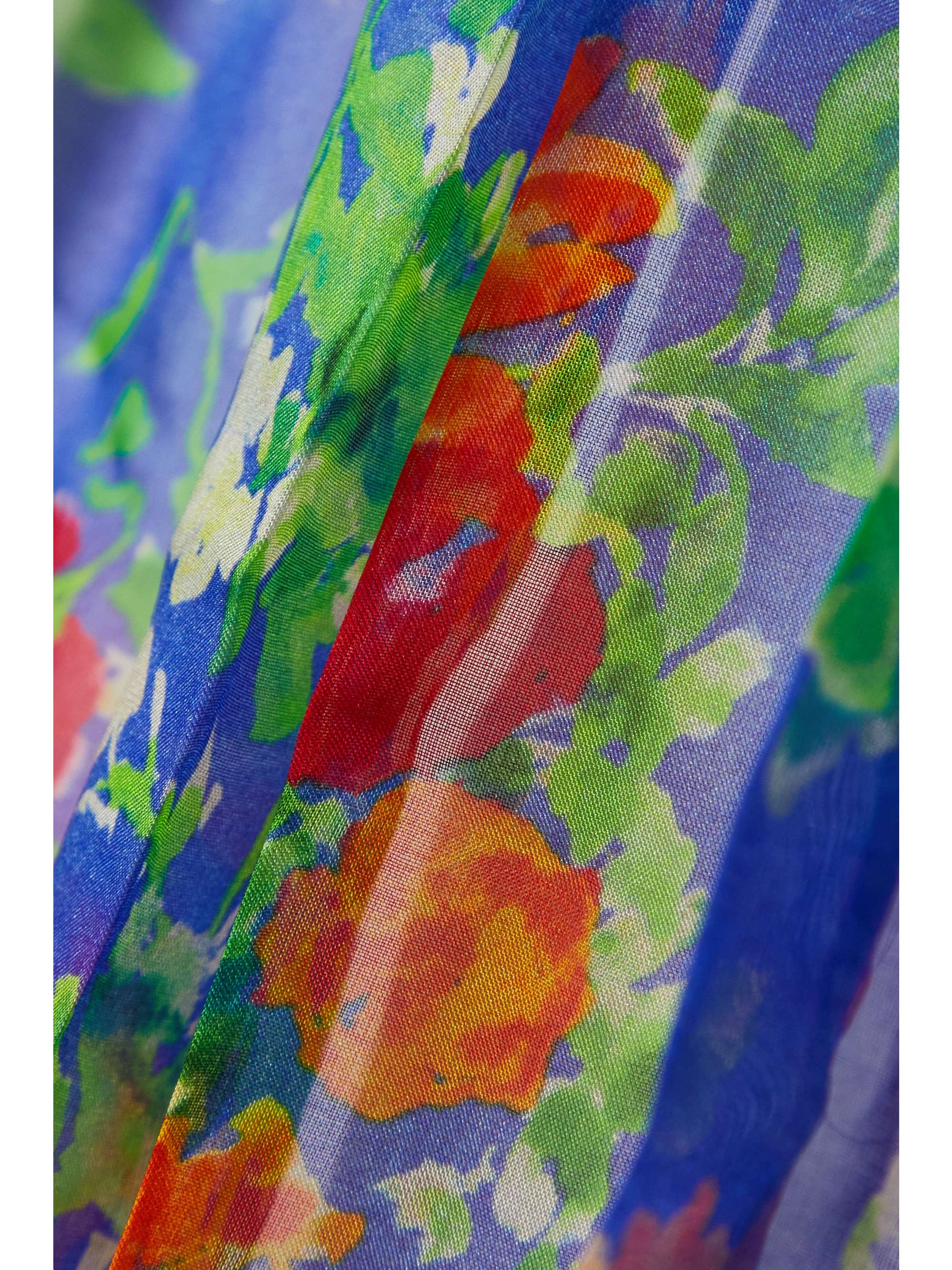 CAROLINE CONSTAS Della asymmetric ruffled floral-print silk-chiffon maxi skirt