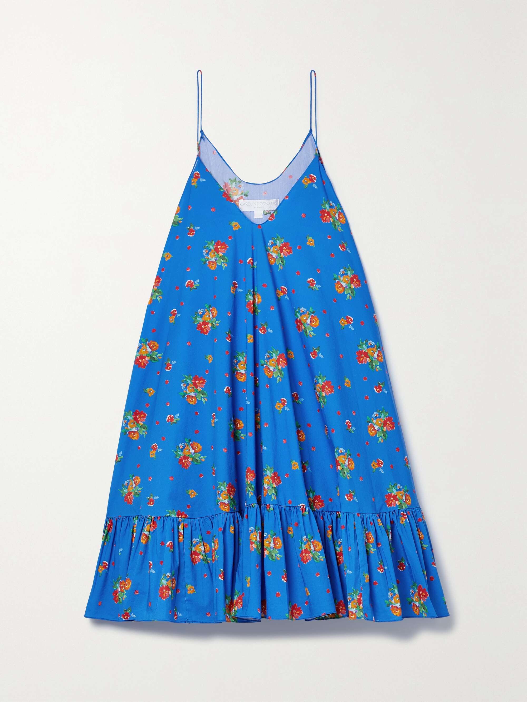 CAROLINE CONSTAS Laurel tiered printed cotton-blend poplin mini dress |  NET-A-PORTER