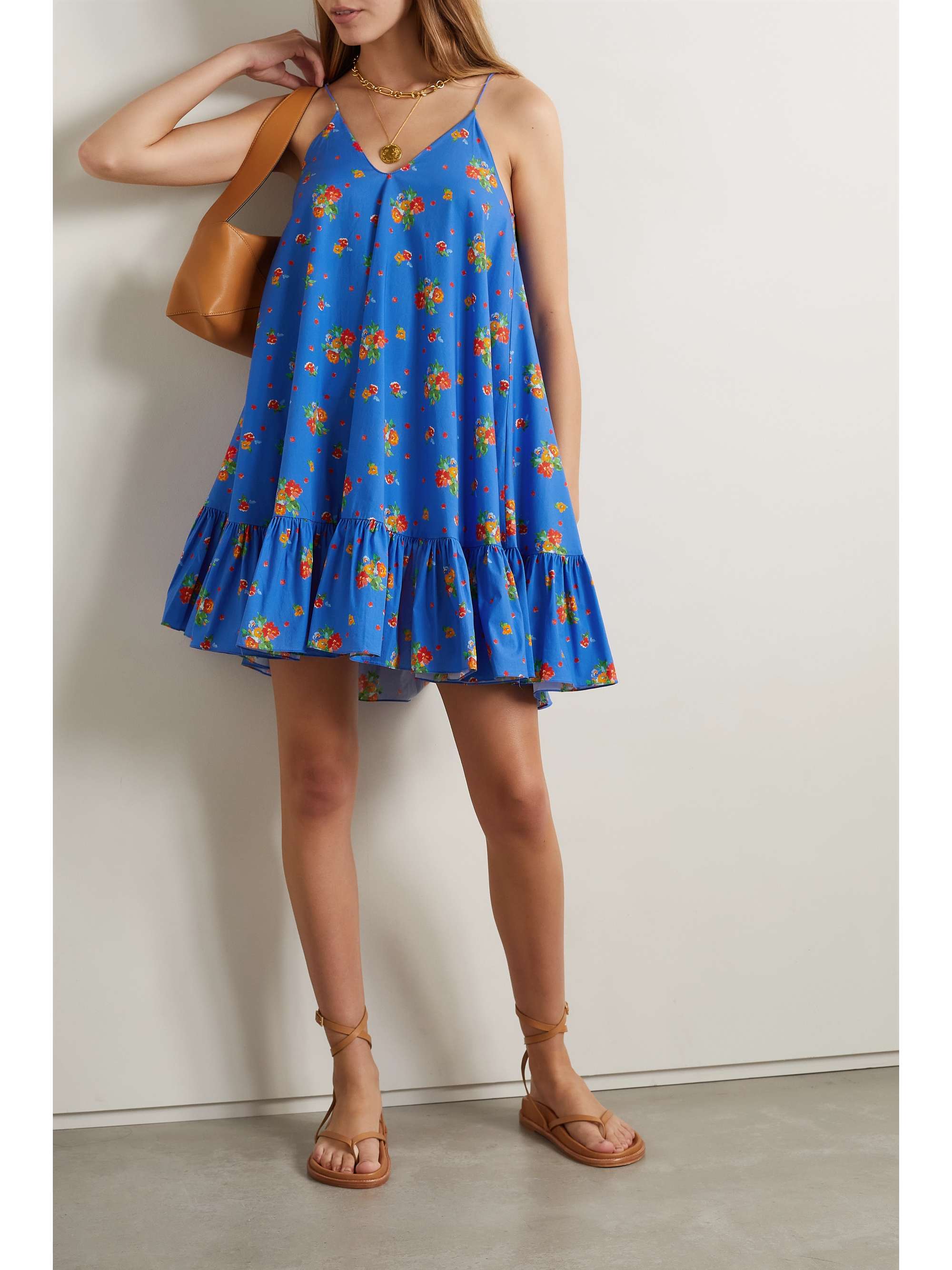 CAROLINE CONSTAS Laurel tiered printed cotton-blend poplin mini dress |  NET-A-PORTER