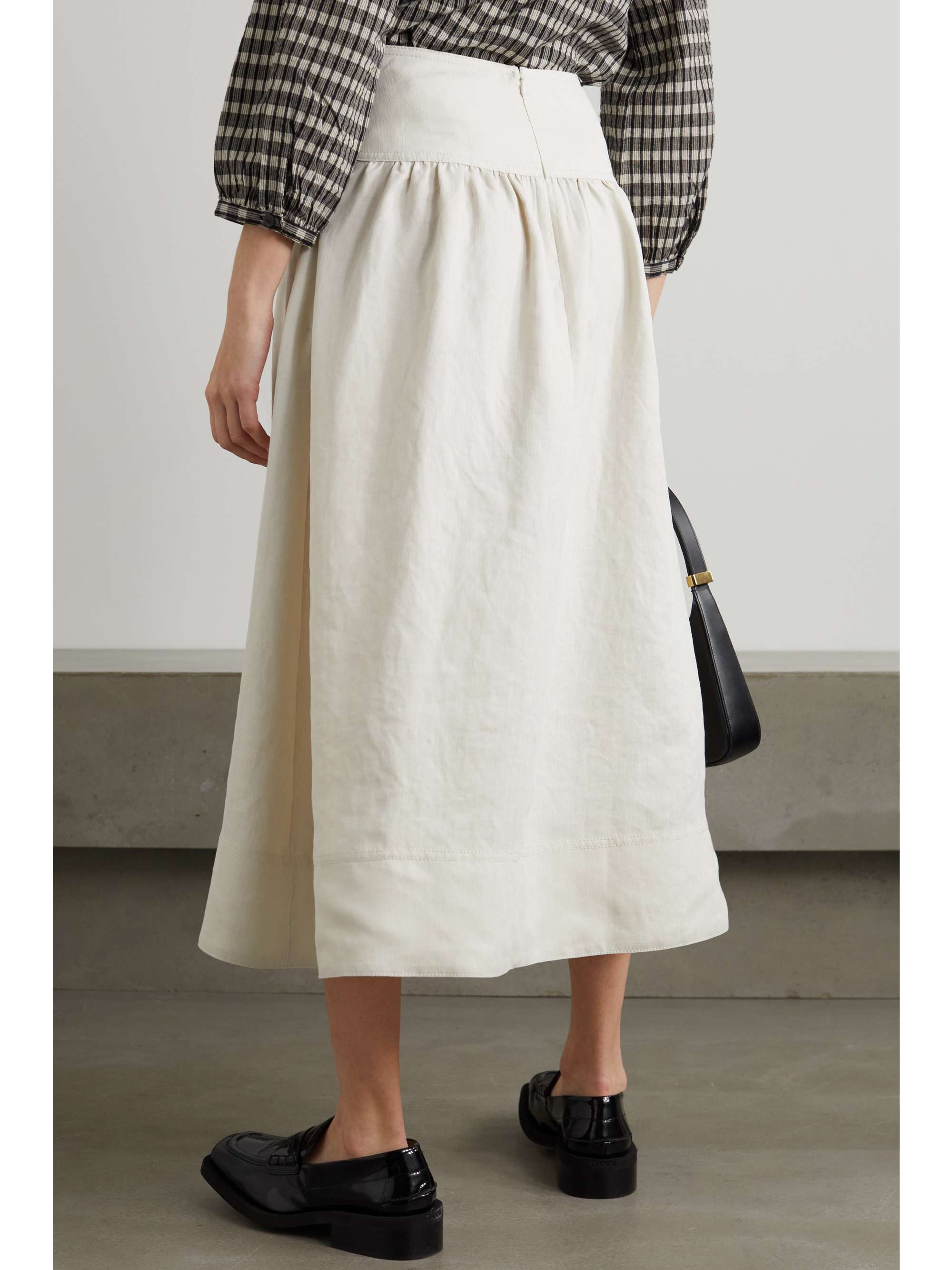 CEFINN Lyla gathered canvas midi skirt