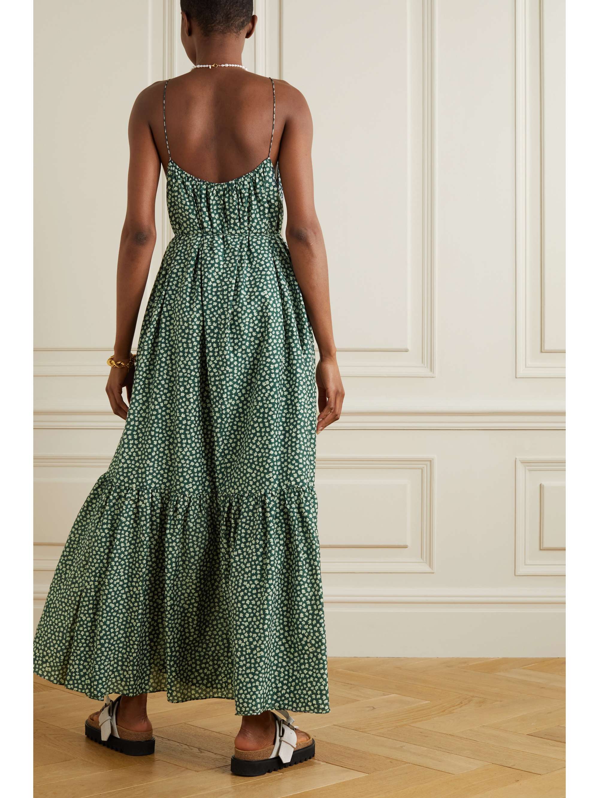 MATTEAU + NET SUSTAIN tiered organic cotton and silk-blend maxi dress