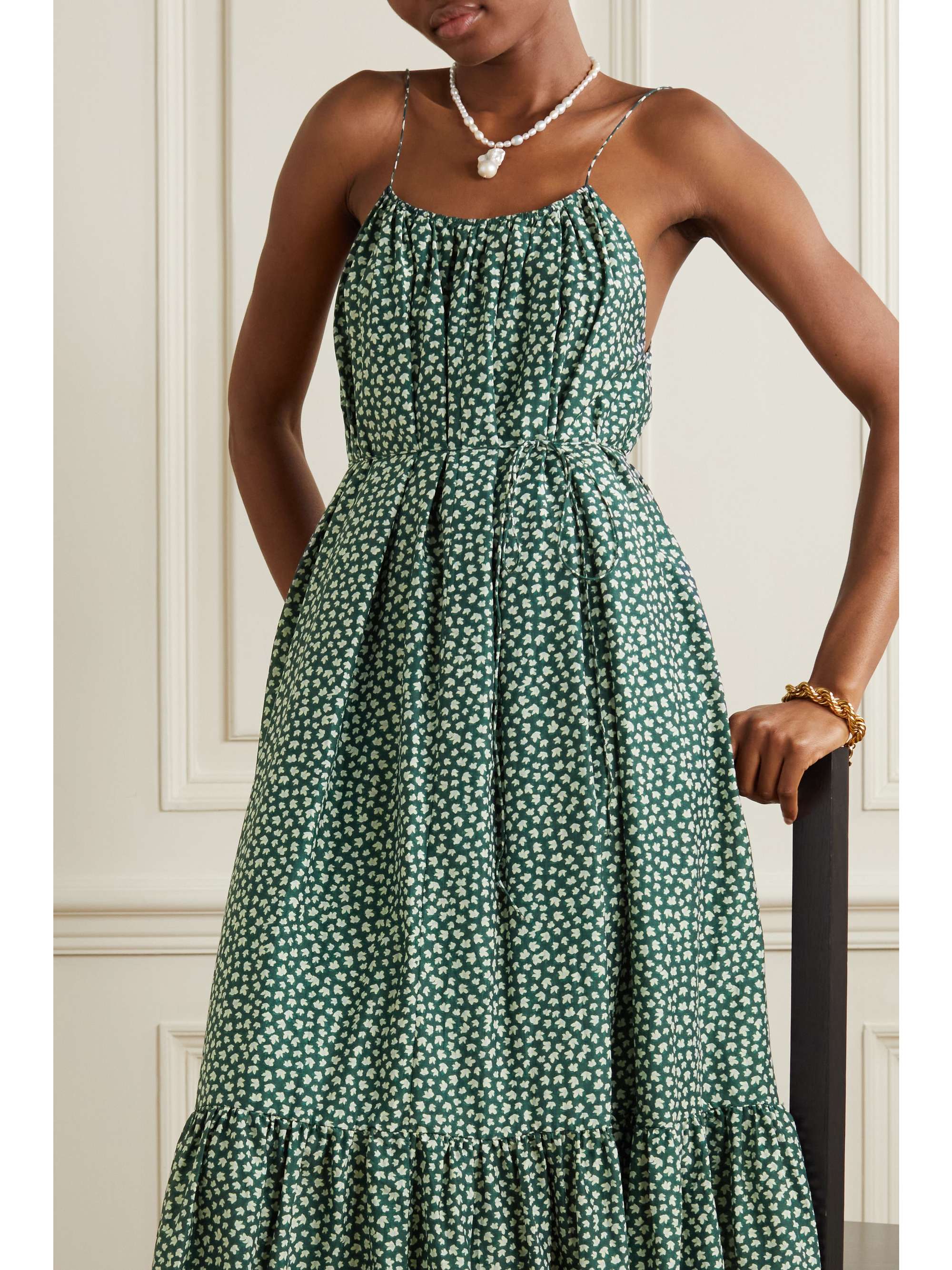 MATTEAU + NET SUSTAIN tiered organic cotton and silk-blend maxi dress
