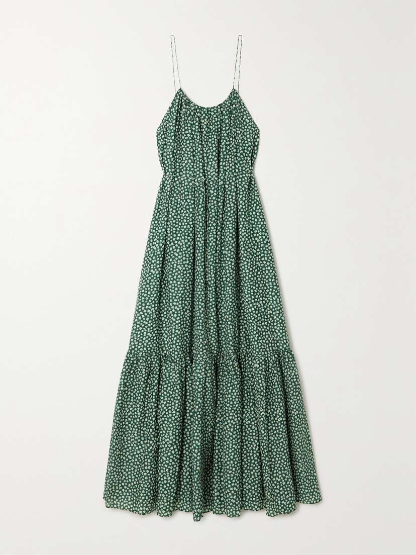 Matteau + Net Sustain Tiered Floral-print Organic Cotton And Silk-blend Maxi Dress